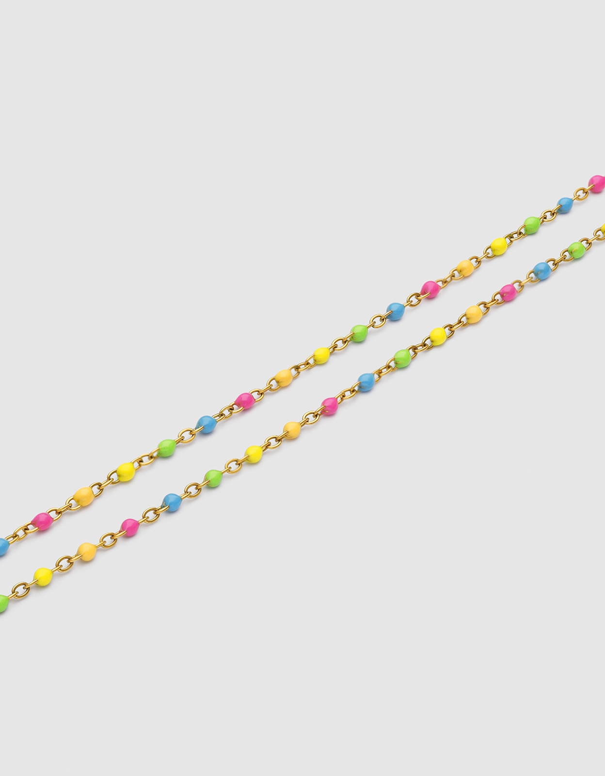 Pulseira Tornozeleira Dupla Dots Neon Enamel de Aço Banhado a Ouro Multicolor-4