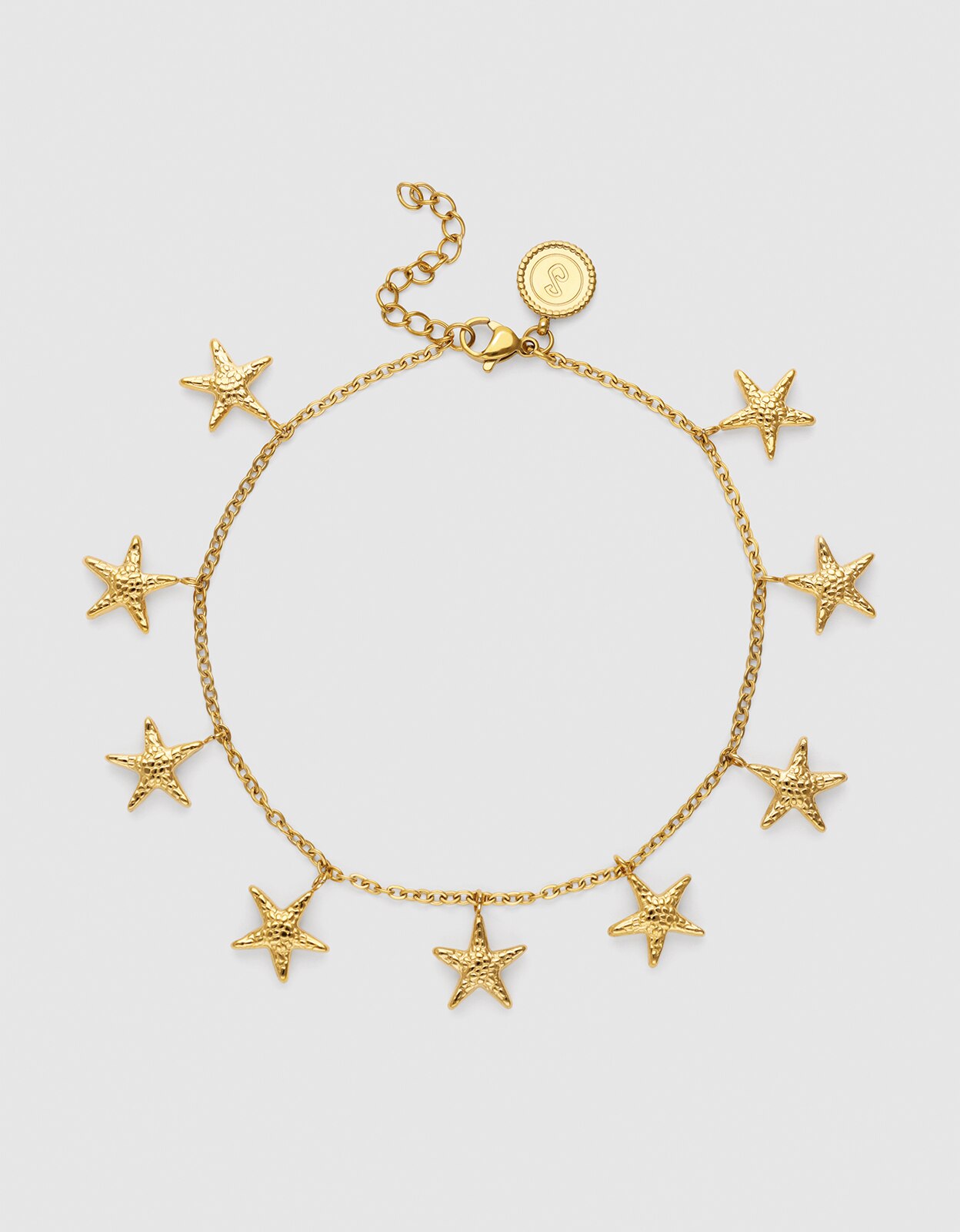 Pulseira Tornozeleira Estrelas Do Mar de Aço Banhado a Ouro Dourado-1