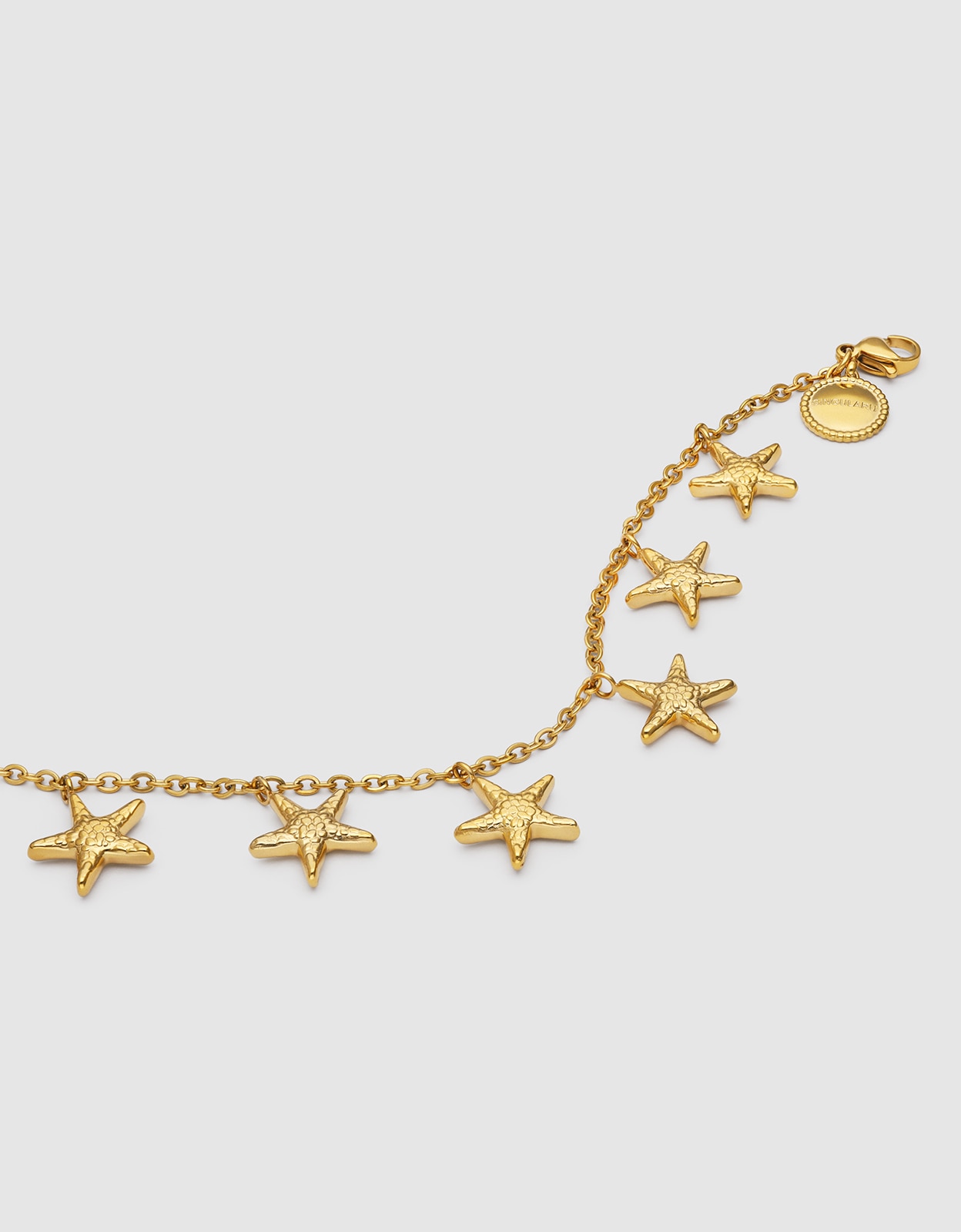 Pulseira Tornozeleira Estrelas Do Mar de Aço Banhado a Ouro Dourado-4