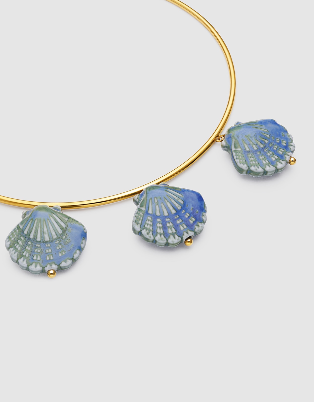 Choker Shelly Blue de Aço Banhado a Ouro Azul-4