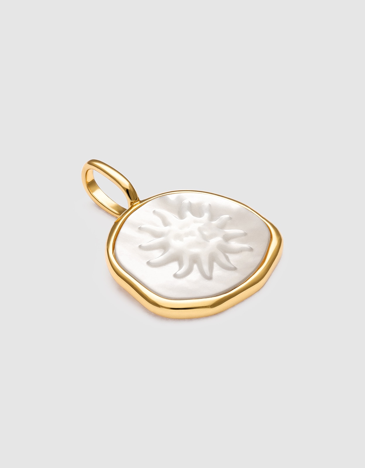 Charm Sunna de Madrepérola de Liga de Metais Banhado a Ouro Branco-3