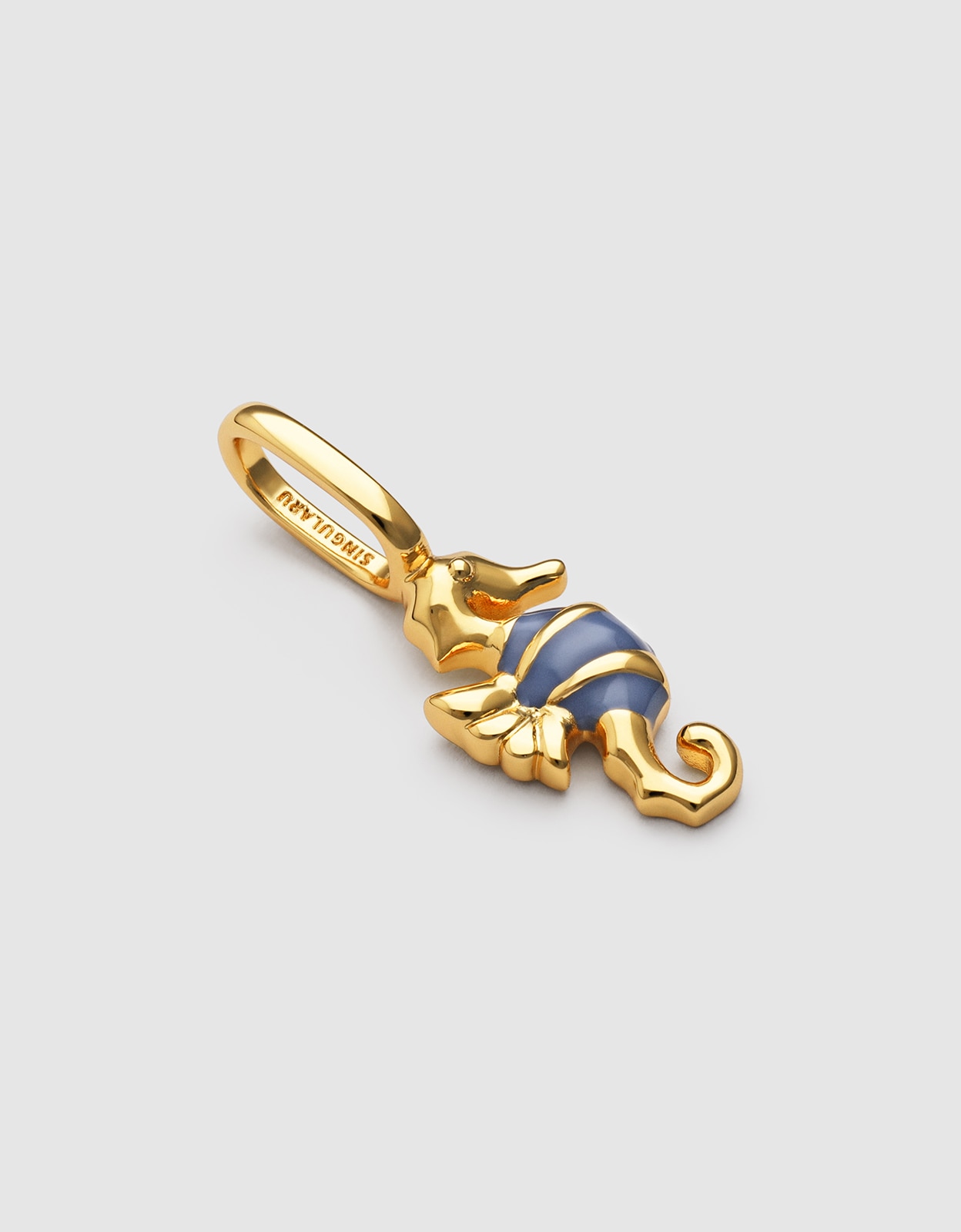 Charm Cavalo-marinho Azul de Liga de Metais Banhado a Ouro Azul-4