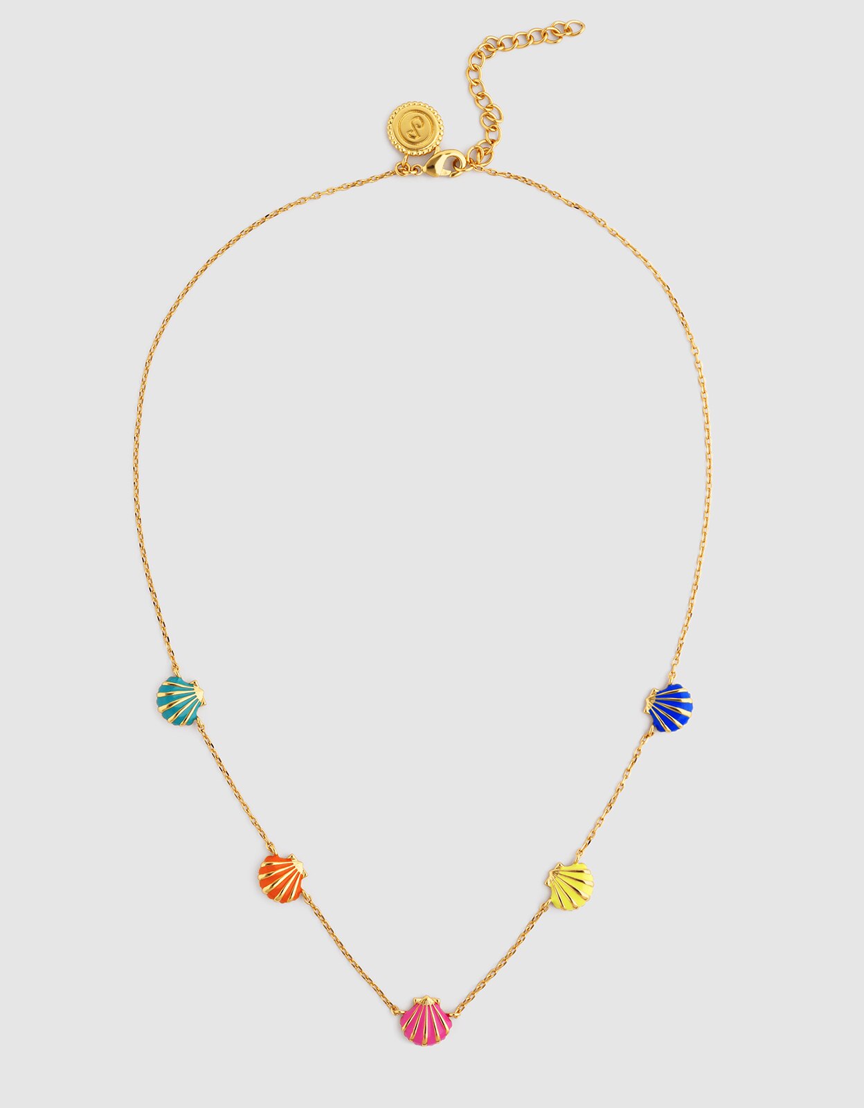 Colar Conchas Enamel de Liga de Metais Banhado a Ouro Multicolor-5