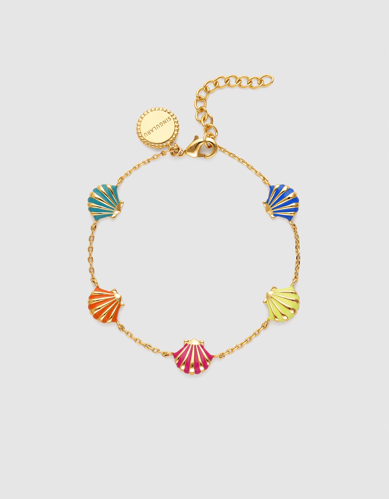 Imagem 0 de Pulseira de Corrente Conchas Enamel de Liga de Metais Banhado a Ouro