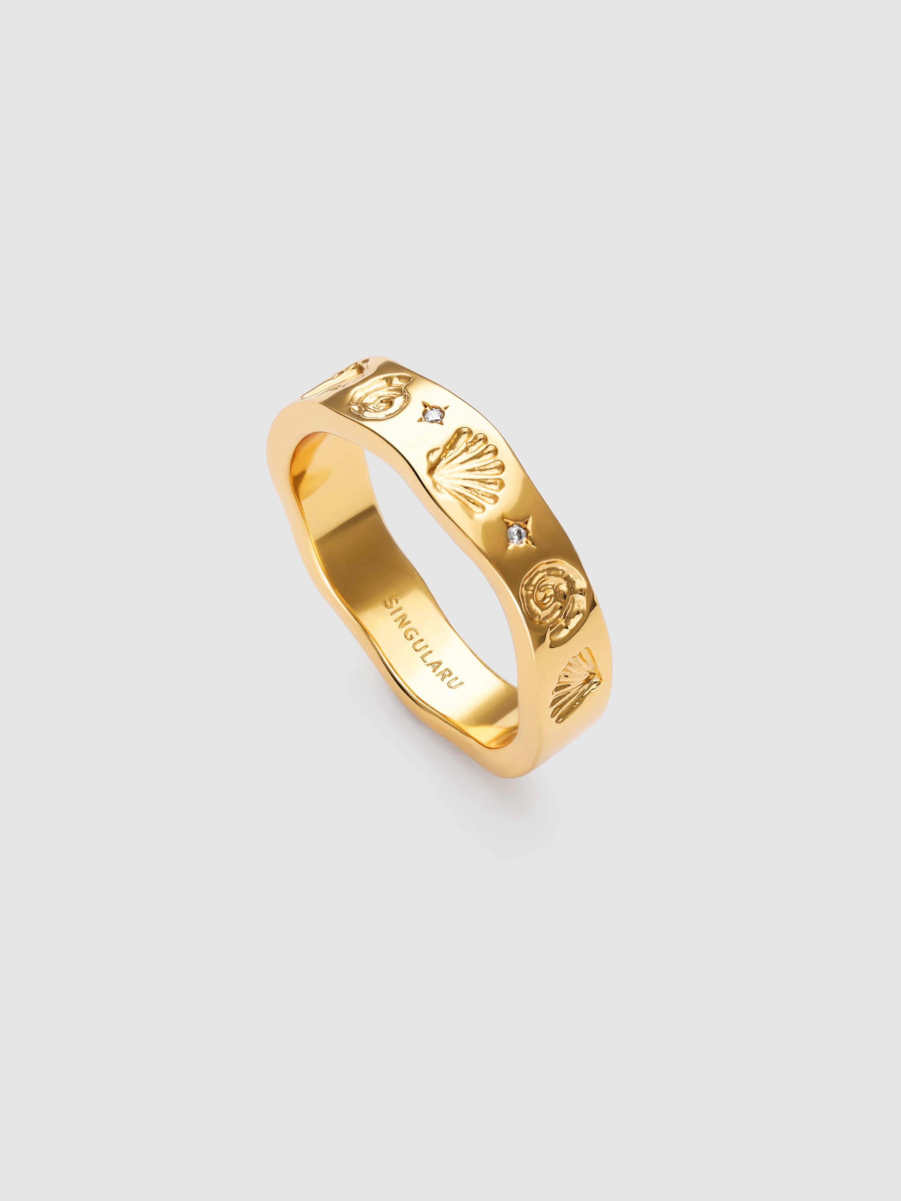 Anel Treasure de Liga de Metais Banhado a Ouro Dourado-3