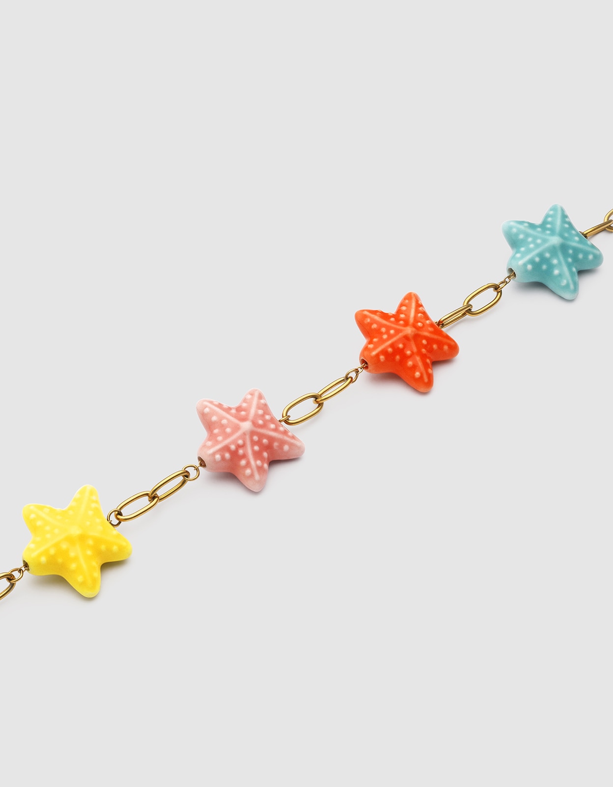 Colar Starfish Chic Color de Aço Banhado em Ouro Multicolor-4
