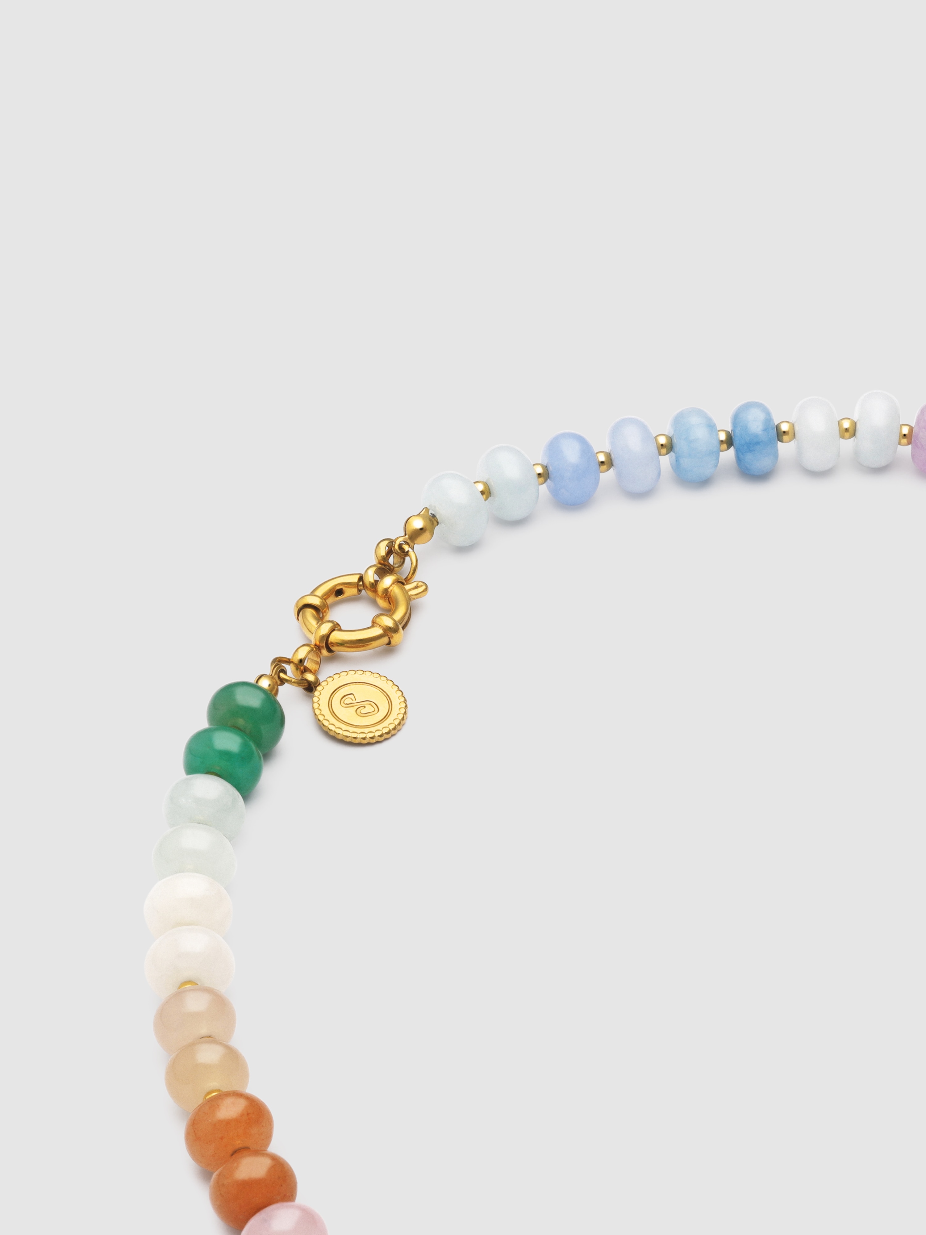 Colar Gummy Stones de Aço Banhado a Ouro Multicolor-4