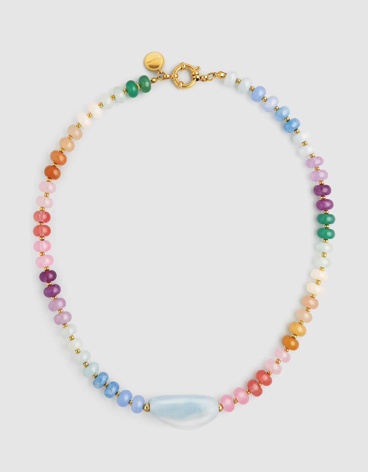 Colar Gummy Stones de Aço Banhado a Ouro Multicolor-5