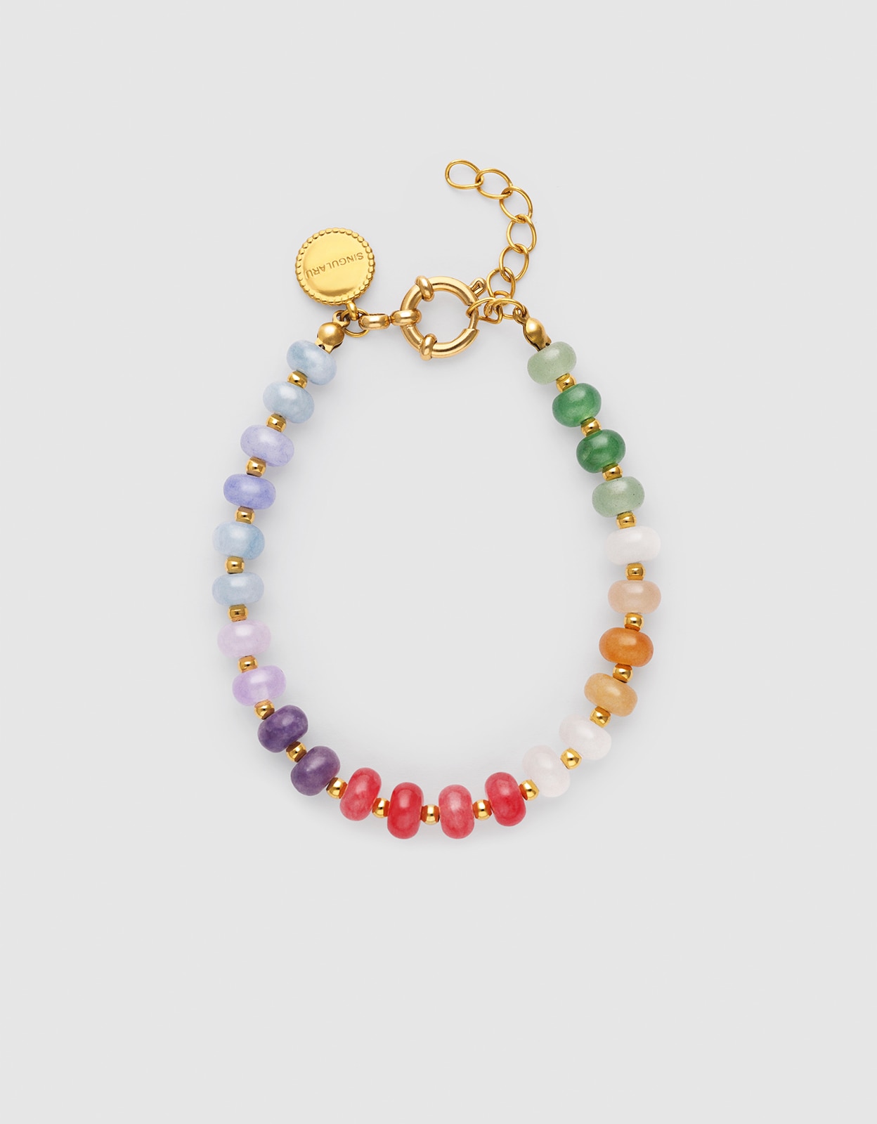 Imagem 0 de Pulseira de Corrente Gummy Stones de Aço Banhado a Ouro