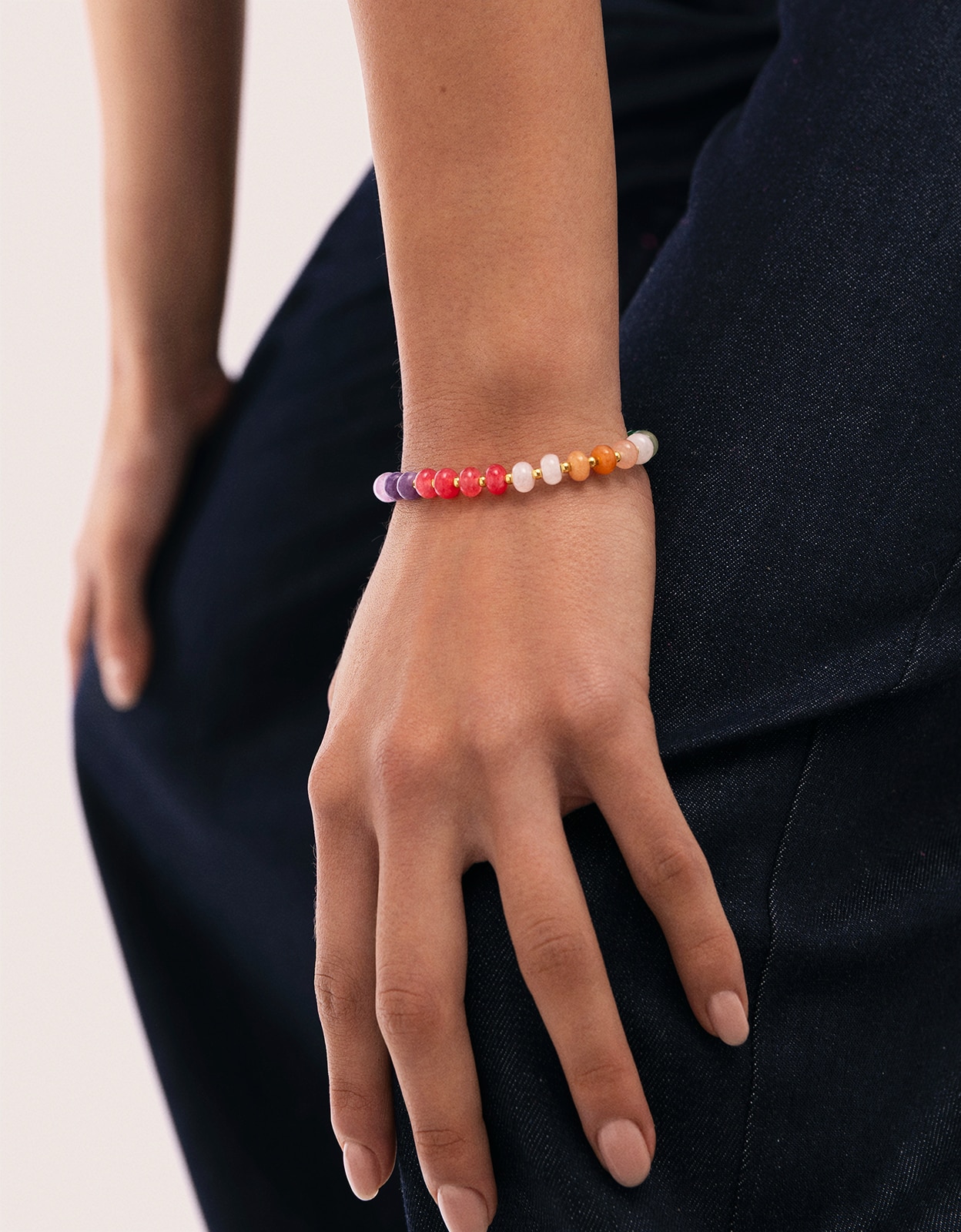 Pulseira de Corrente Gummy Stones de Aço Banhado a Ouro Multicolor-5