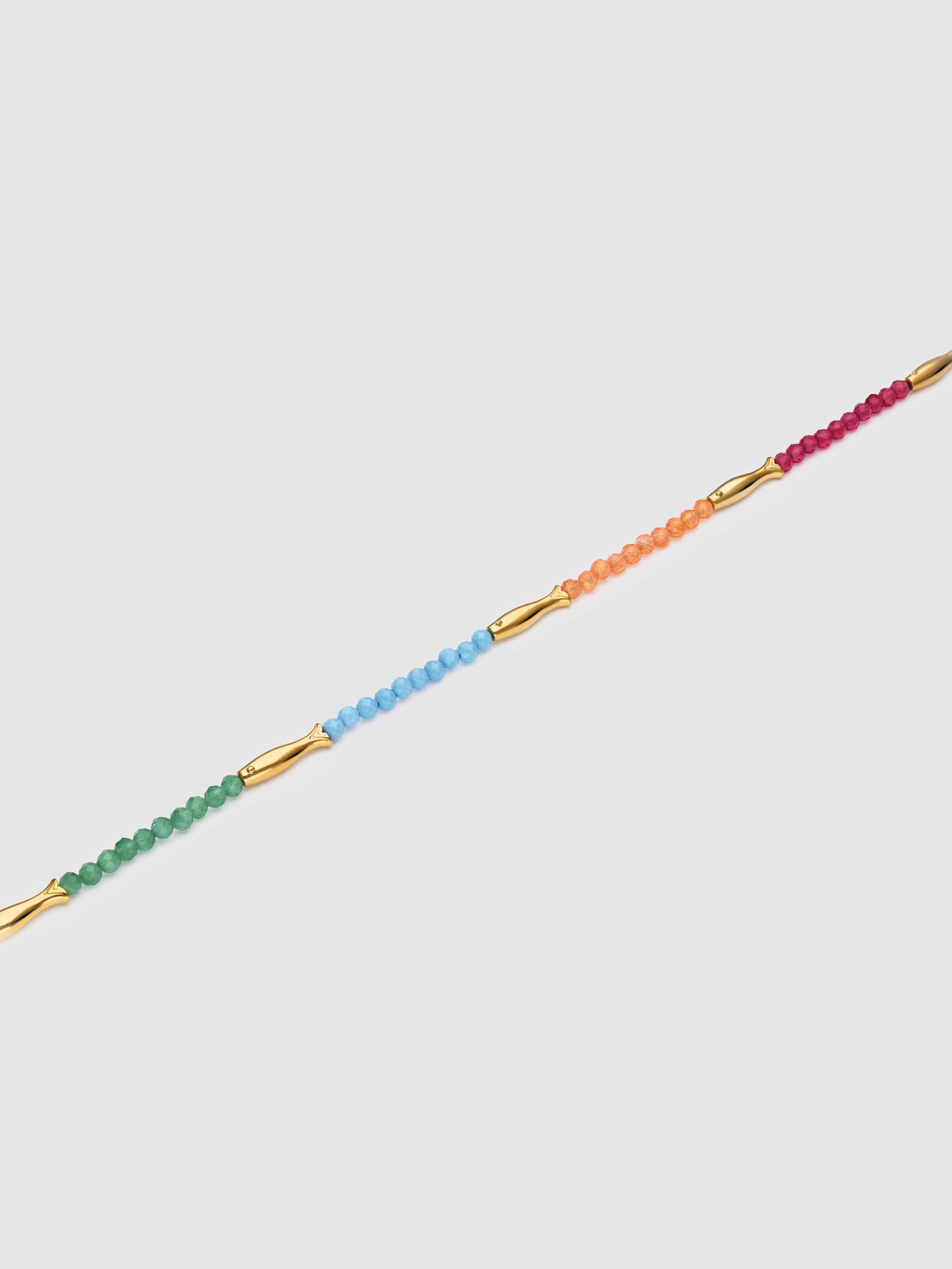 Colar Dye Peixes de Aço Banhado a Ouro Multicolor-4