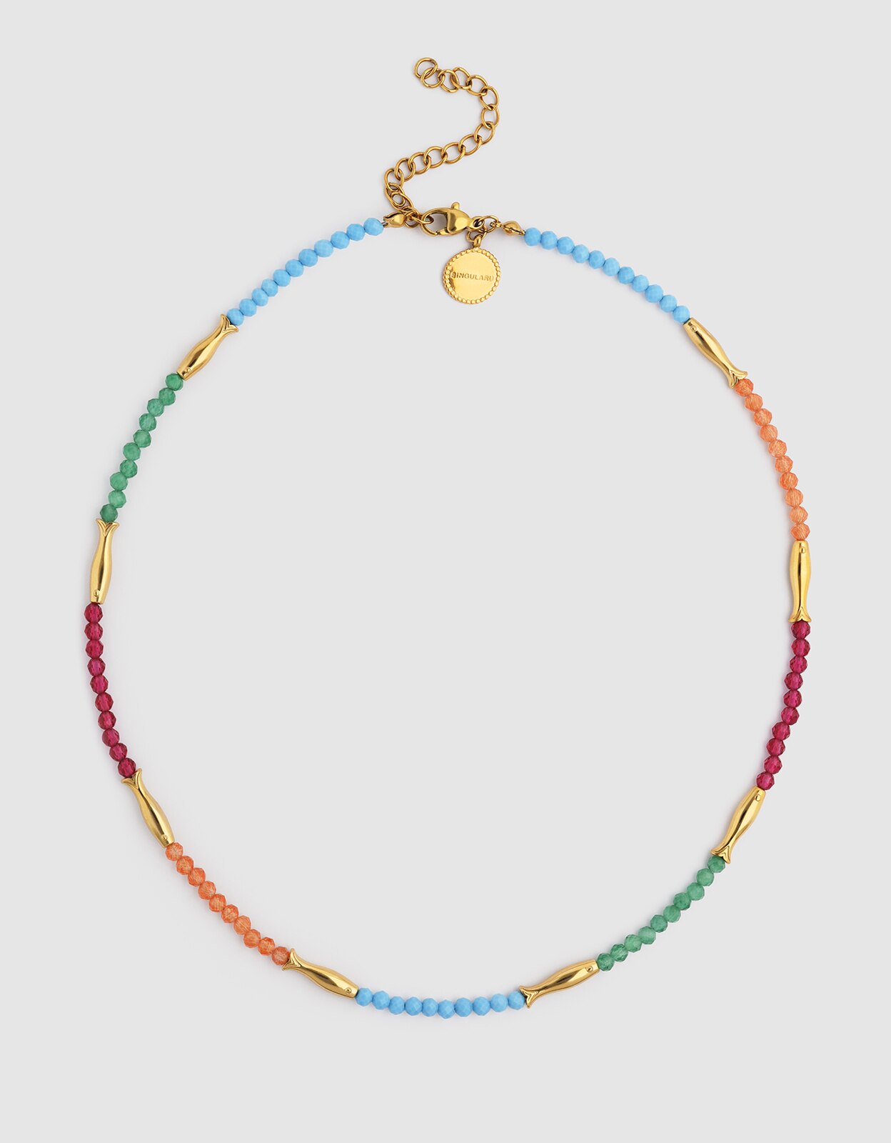 Colar Dye Peixes de Aço Banhado a Ouro Multicolor-5