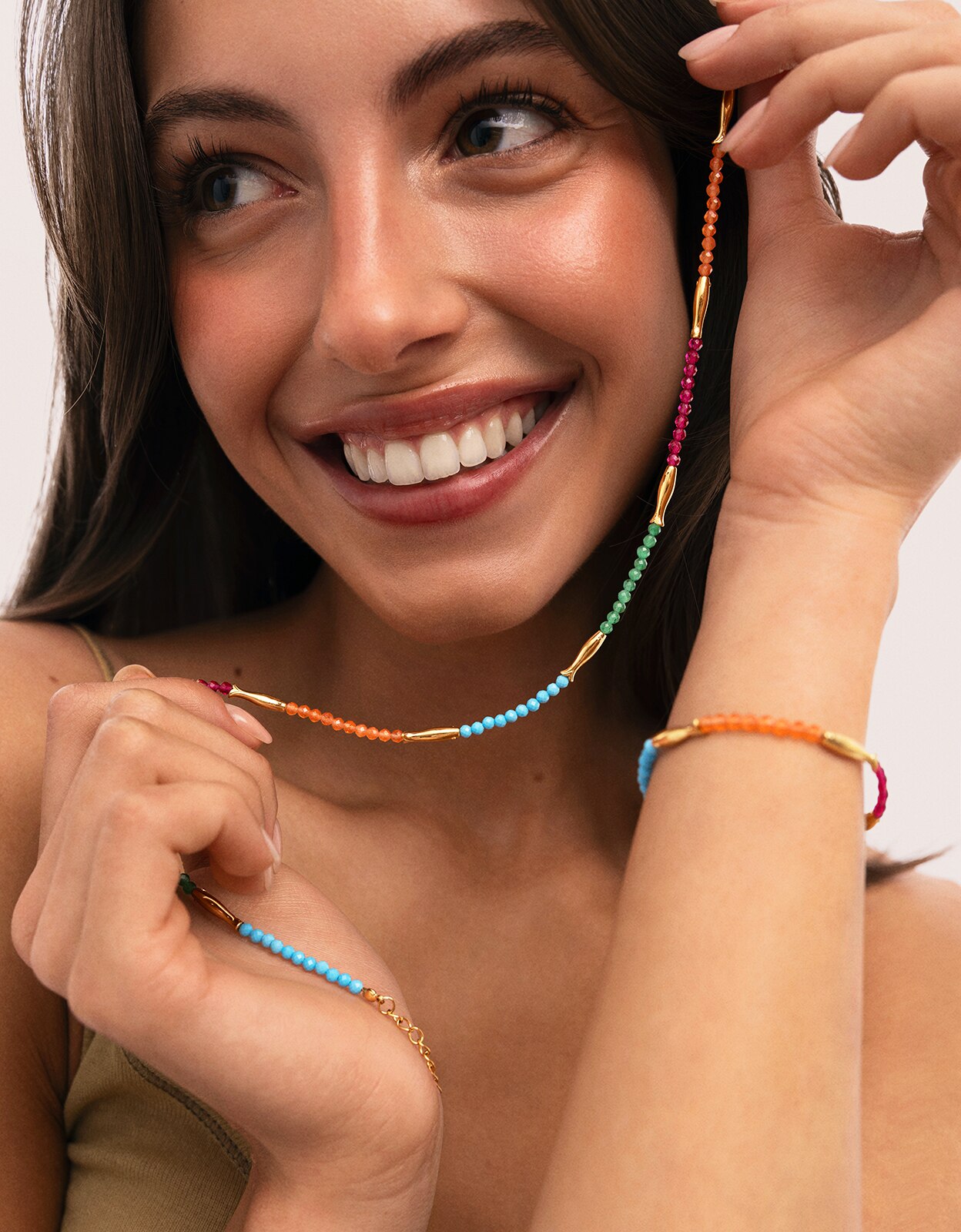 Colar Dye Peixes de Aço Banhado a Ouro Multicolor-6