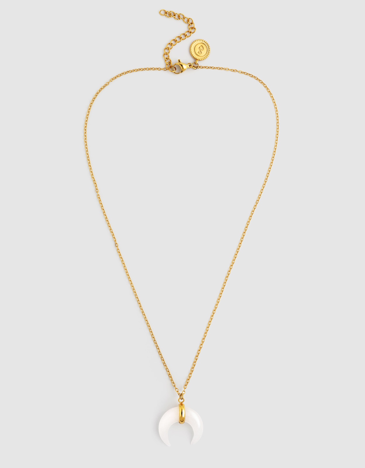 Colar Mini Moon Branco de Aço Banhado a Ouro Branco-4