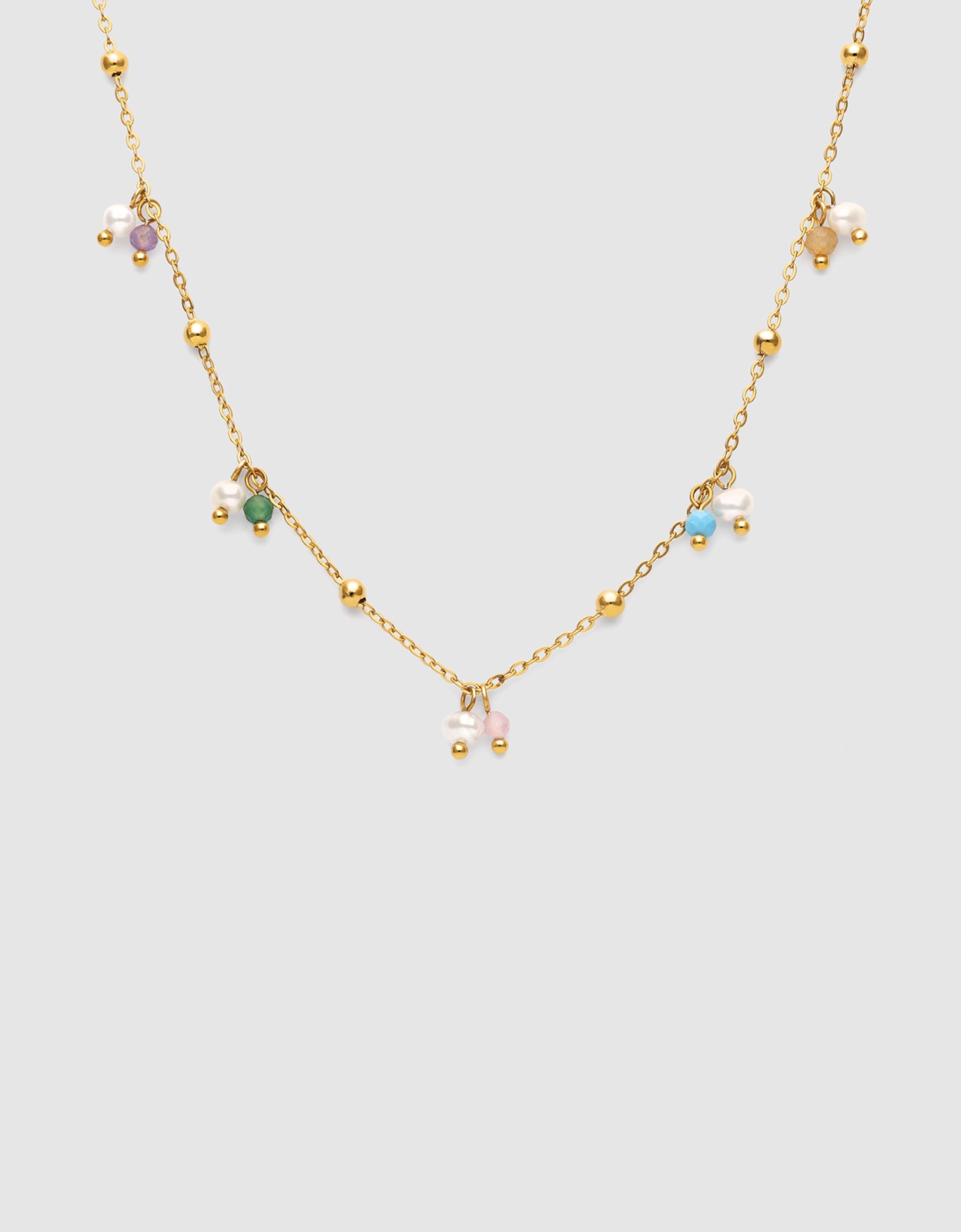 Colar Shamira Dots de Aço Banhado a Ouro Dourado-1