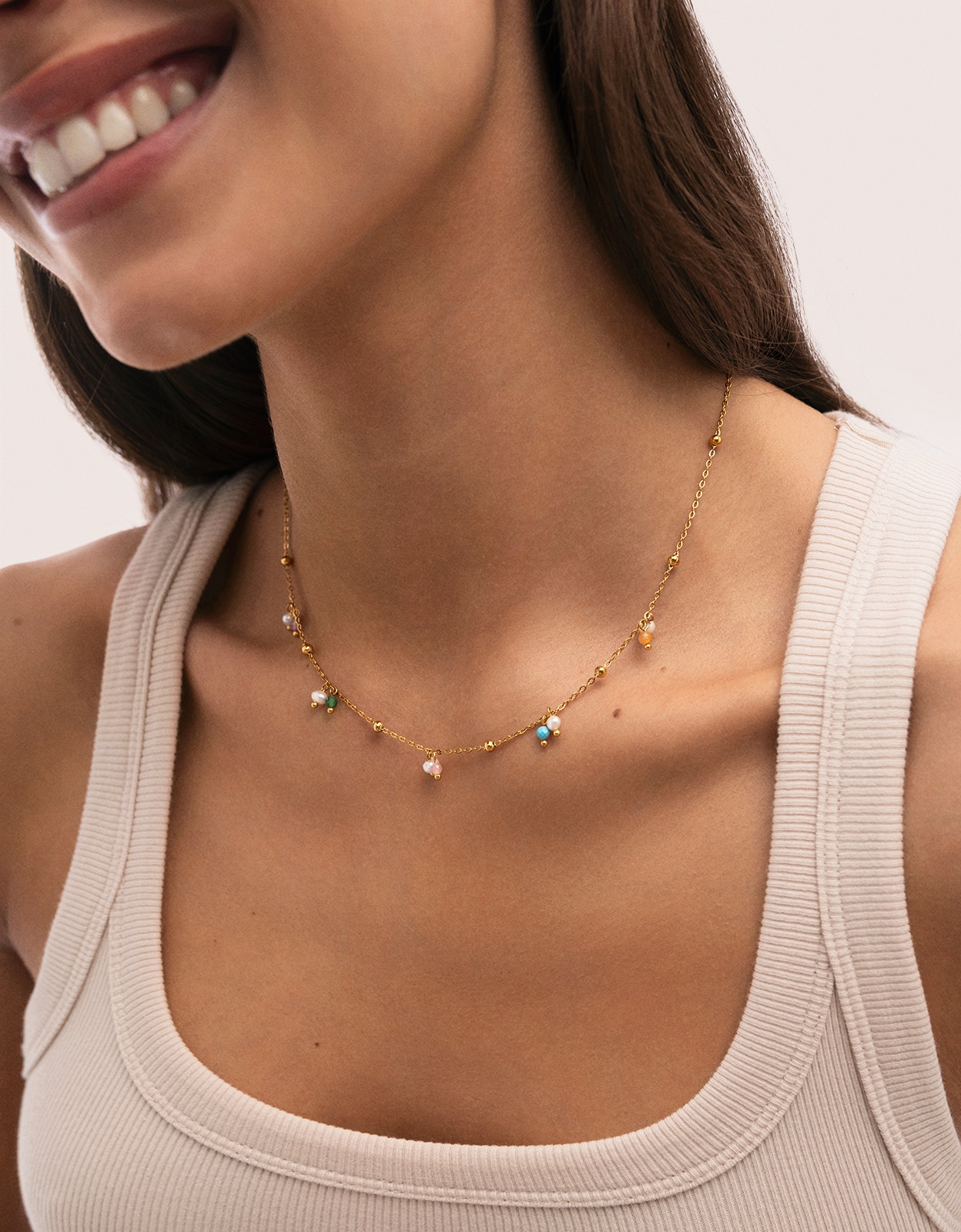 Colar Shamira Dots de Aço Banhado a Ouro Dourado-2