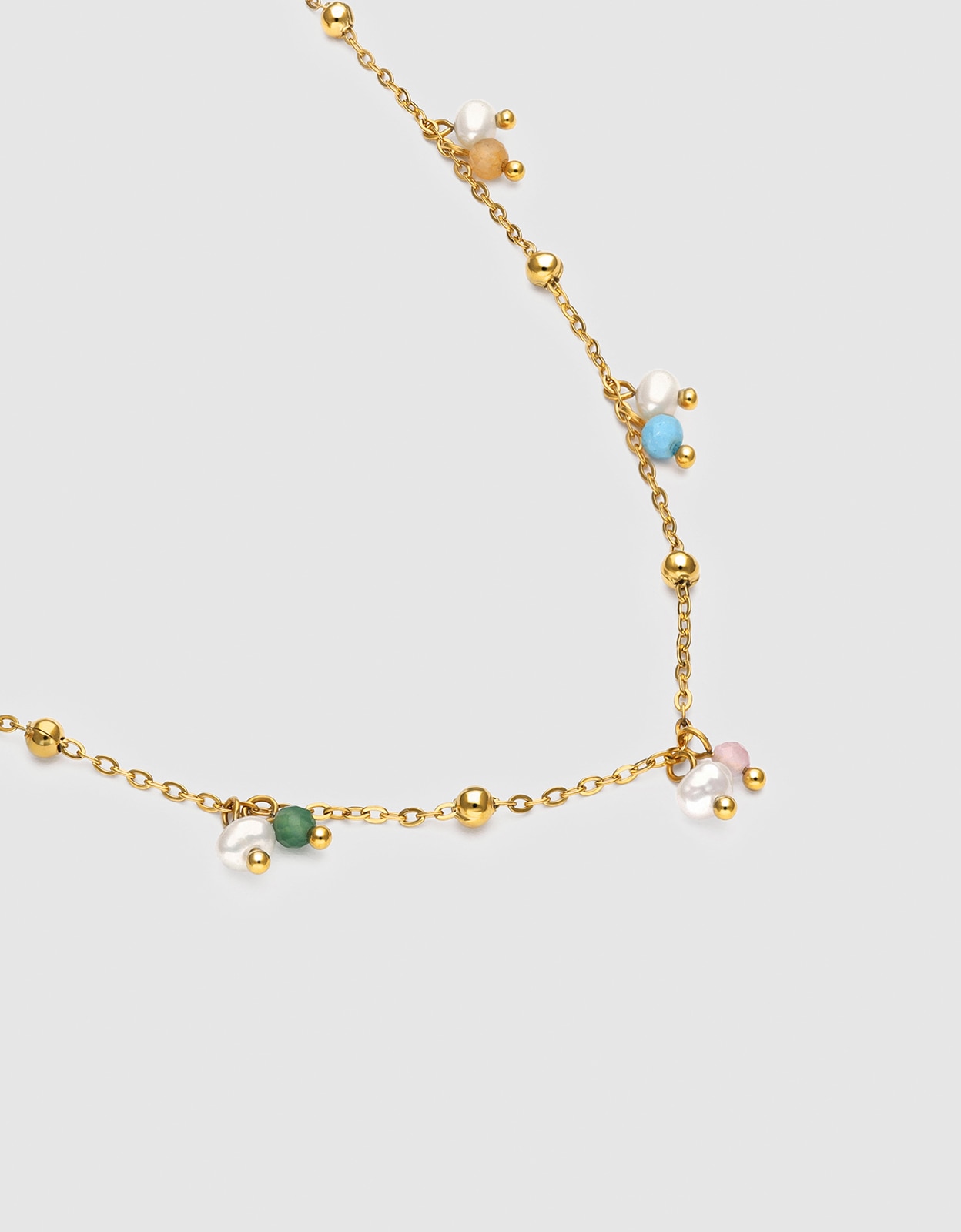 Colar Shamira Dots de Aço Banhado a Ouro Dourado-3