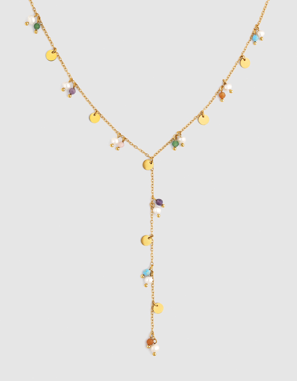 Colar e Shamira de Aço Banhado a Ouro Multicolor-1