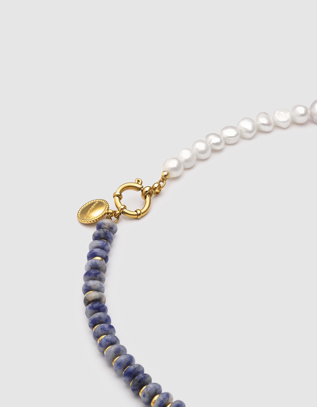 Colar Índigo Pearl de Aço Banhado a Ouro Azul-3