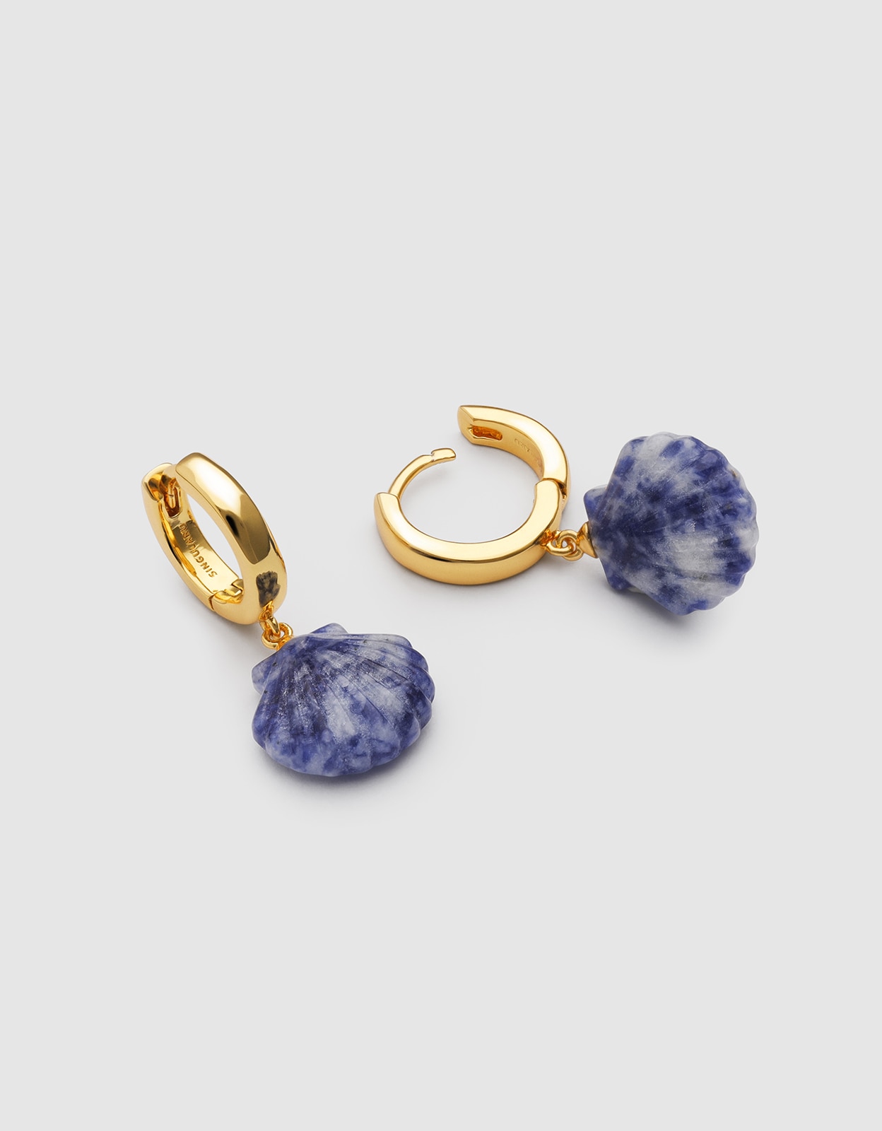 Brincos de Argola Santorini Stone de Liga de Metais Banhada a Ouro Azul-4