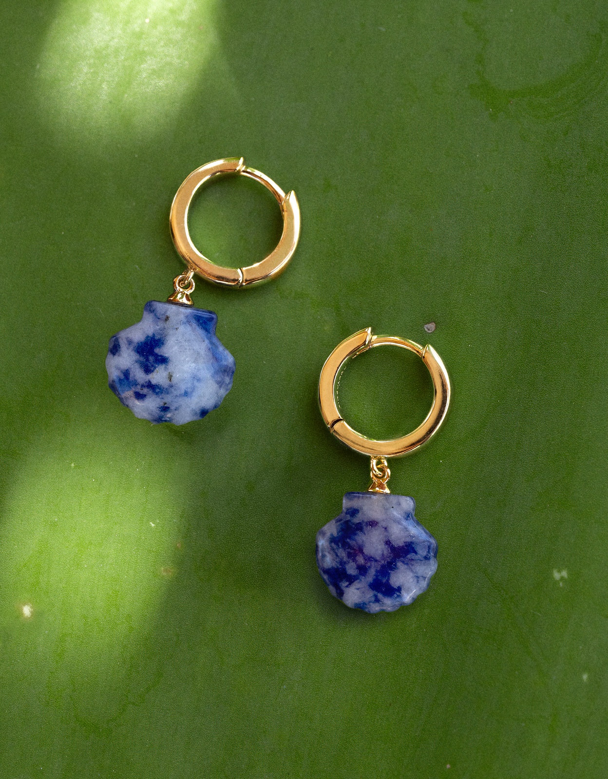 Brincos de Argola Santorini Stone de Liga de Metais Banhada a Ouro Azul-6