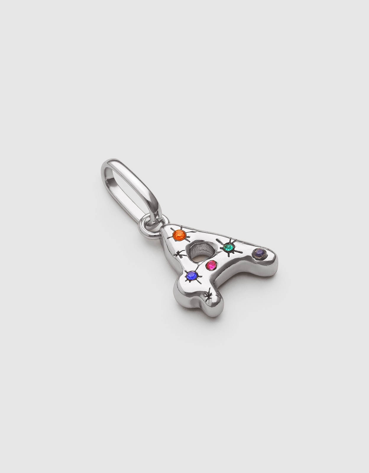 Charm Inicial Organic Colors de Liga de Metais Banhado em Ródio - a Multicolor-3