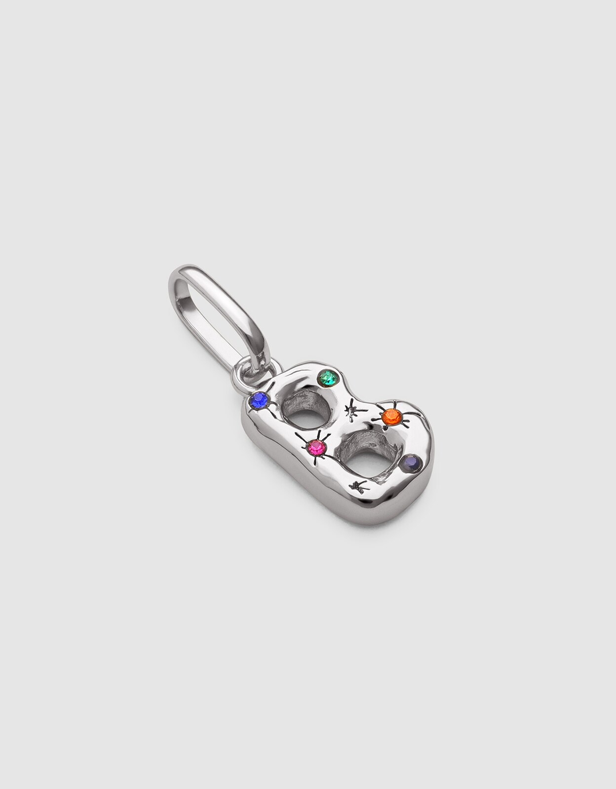 Charm Inicial Organic Colors de Liga de Metais Banhado em Ródio - B Multicolor-3