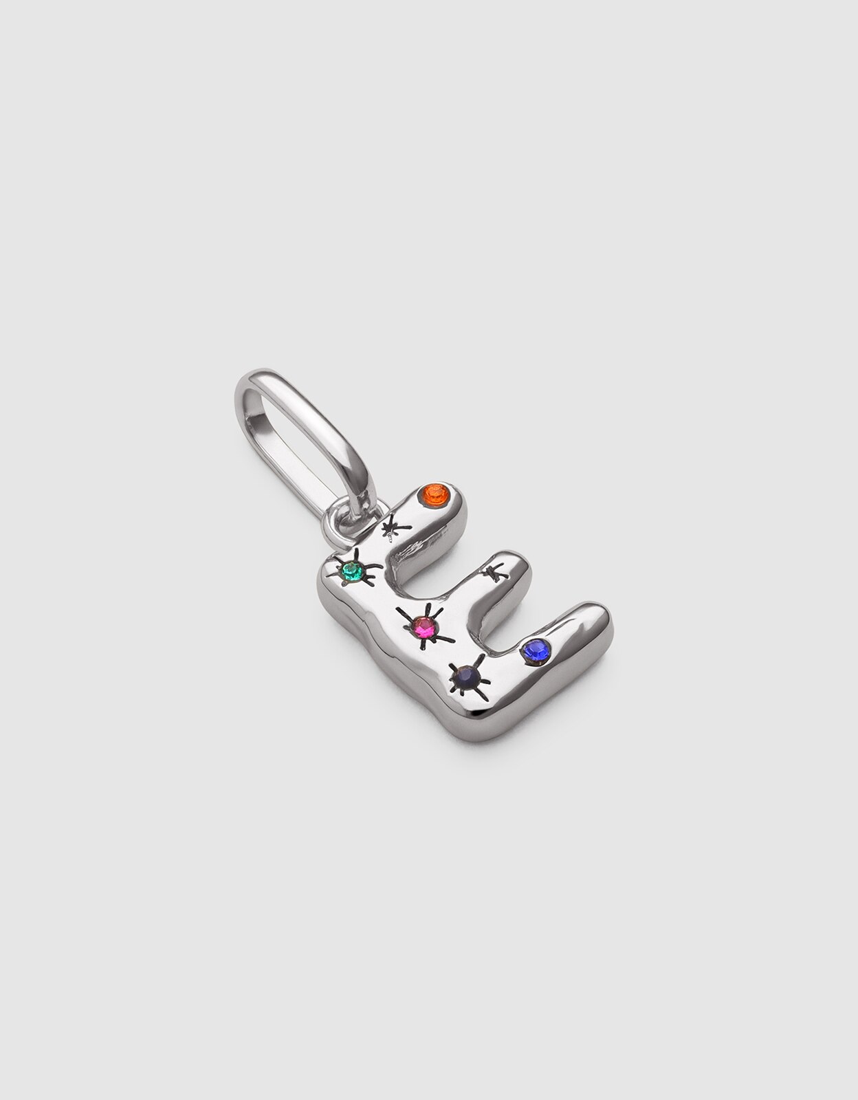 Charm Inicial Organic Colors de Liga de Metais Banhado em Ródio - e Multicolor-3