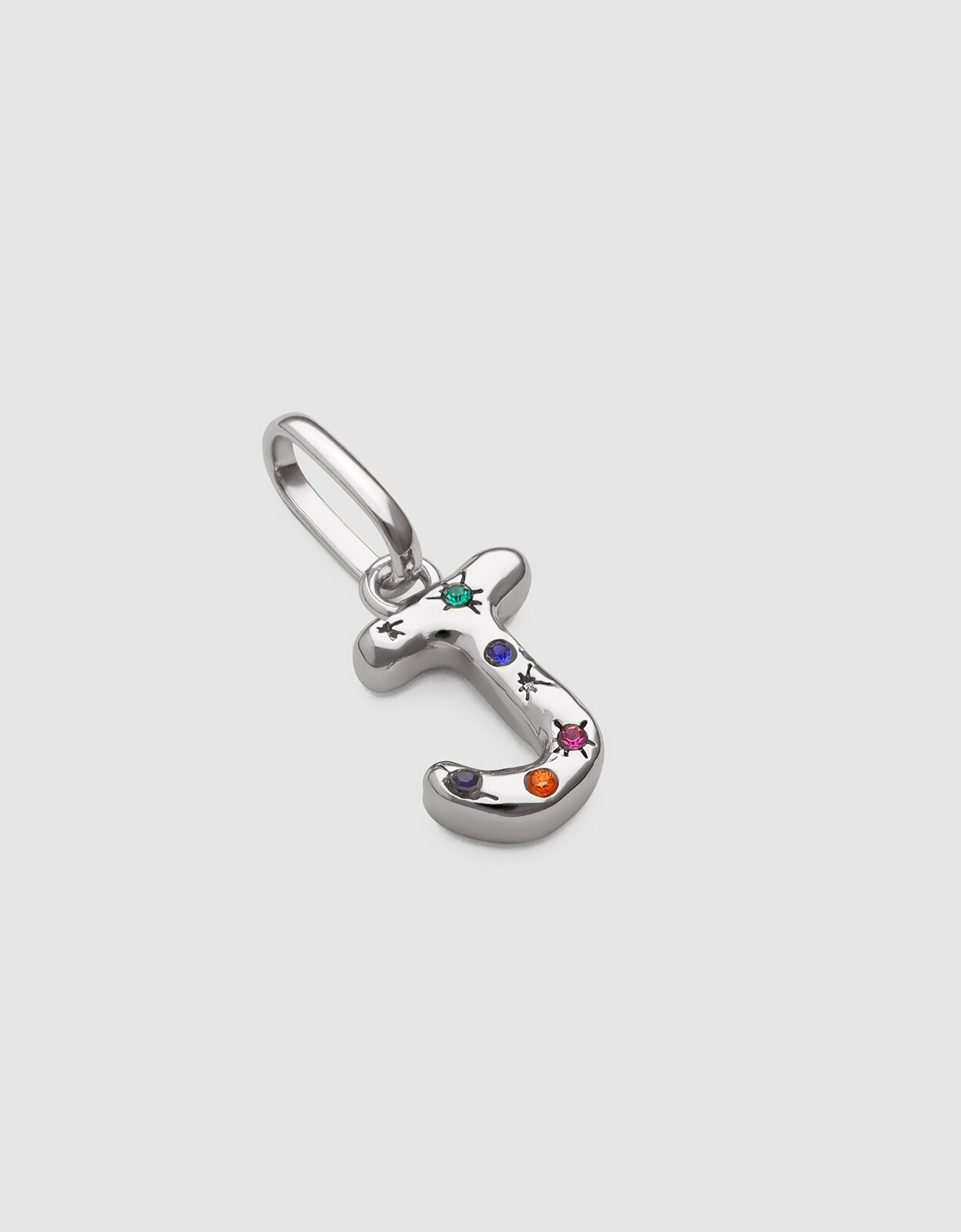 Charm Inicial Organic Colors de Liga de Metais Banhado em Ródio - J Multicolor-3