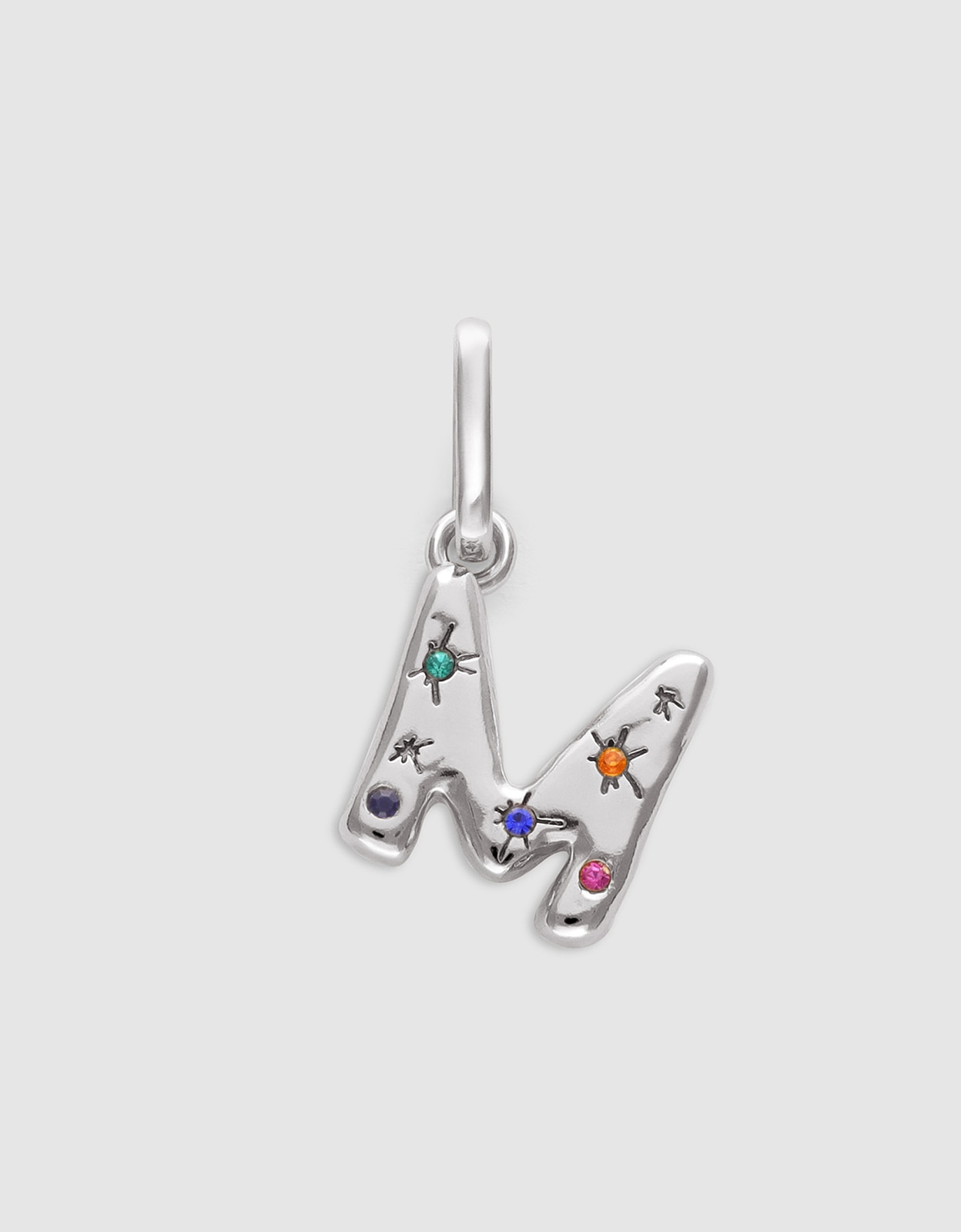 Charm Inicial Organic Colors de Liga de Metais Banhado em Ródio - M Multicolor-1