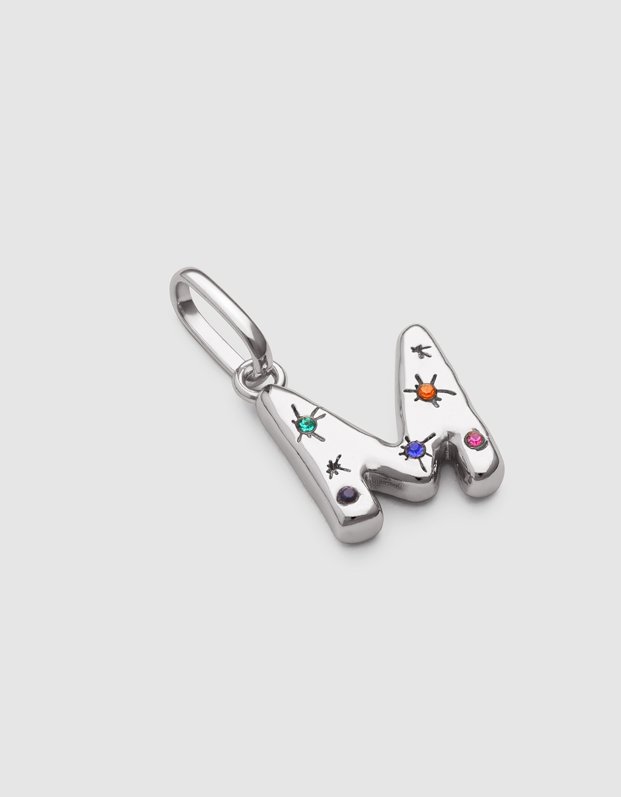 Charm Inicial Organic Colors de Liga de Metais Banhado em Ródio - M Multicolor-3