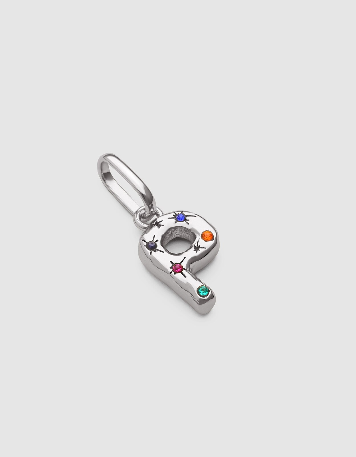 Charm Inicial Organic Colors de Liga de Metais Banhado em Ródio - P Multicolor-3