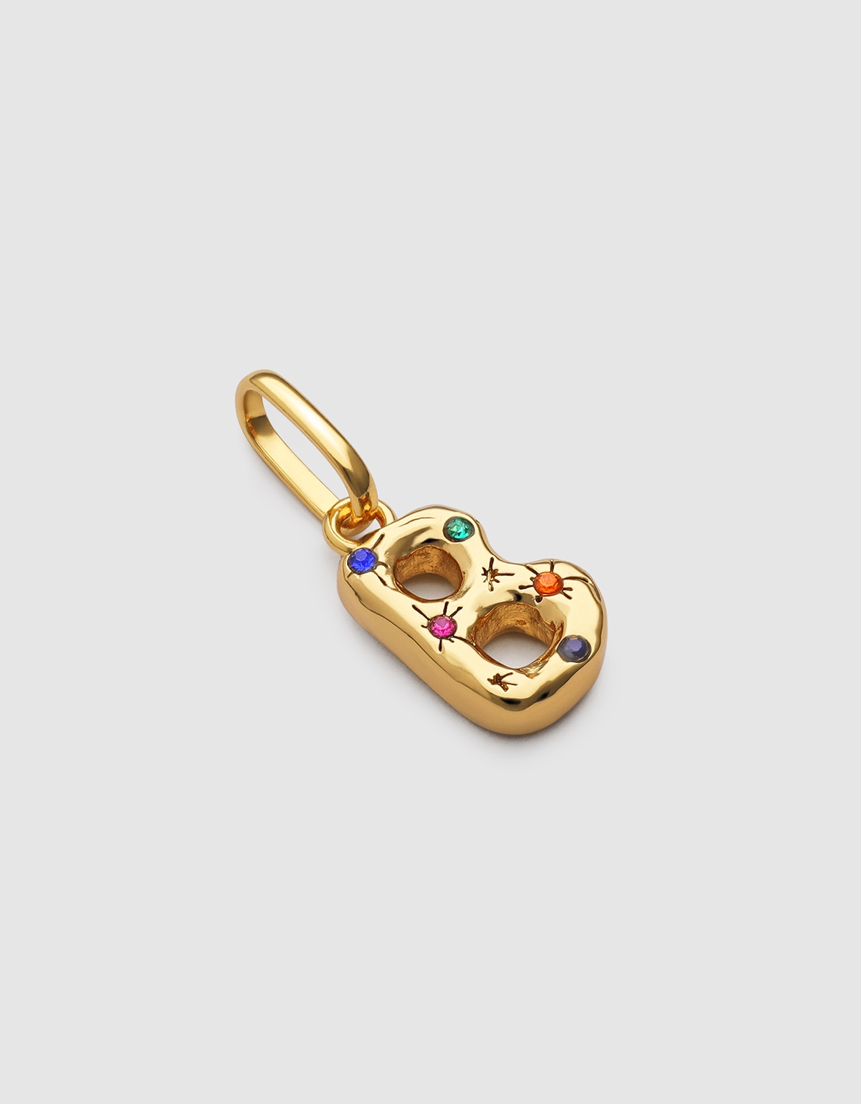 Charm Inicial Organic Colors de Liga de Metais Banhado em Ouro - B Multicolor-3