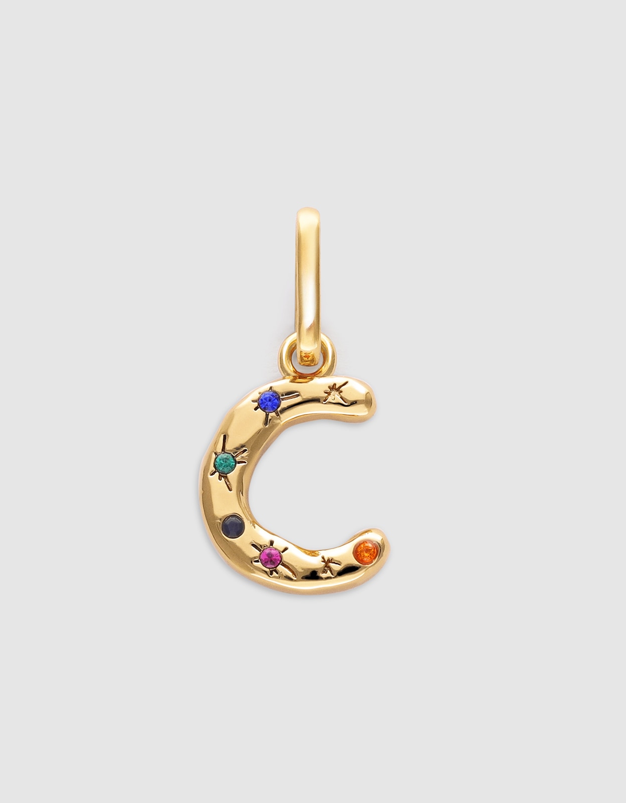 Charm Inicial Organic Colors de Liga de Metais Banhado a Ouro - C Multicolor-1