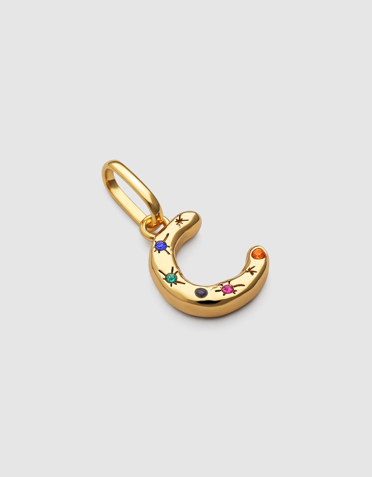 Charm Inicial Organic Colors de Liga de Metais Banhado a Ouro - C Multicolor-3