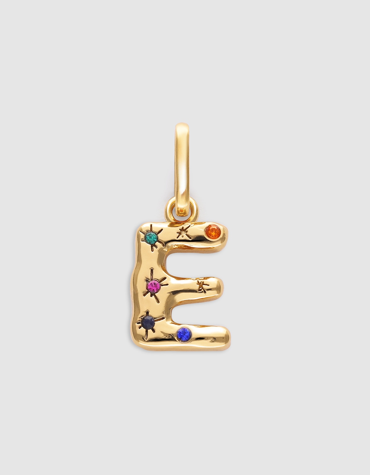 Charm Inicial Organic Colors de Liga de Metais Banhado em Ouro - e Multicolor-1