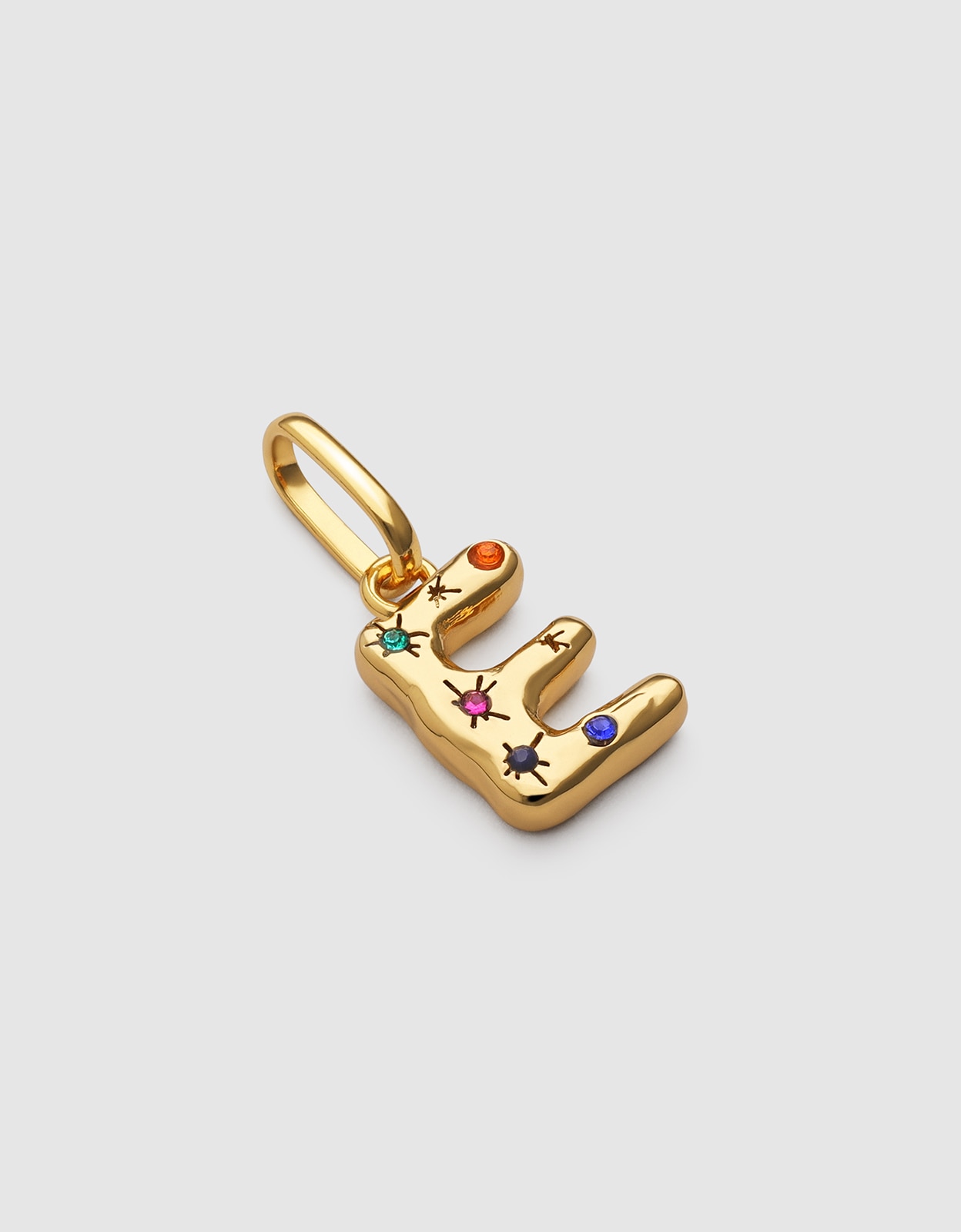 Charm Inicial Organic Colors de Liga de Metais Banhado em Ouro - e Multicolor-3