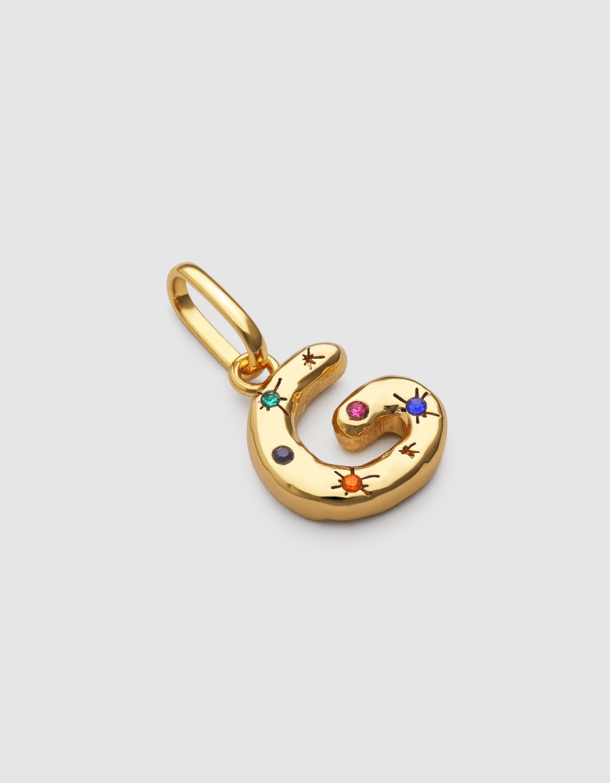 Charm Inicial Organic Colors de Liga de Metais Banhado em Ouro - G Multicolor-3