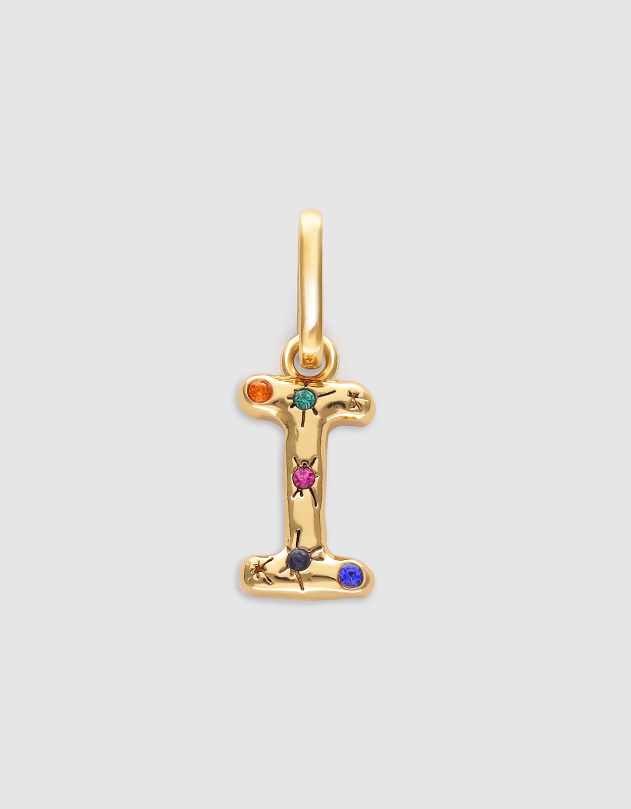 Charm Inicial Organic Colors de Ligas Metálicas com Banho em Ouro - I Multicolor-1