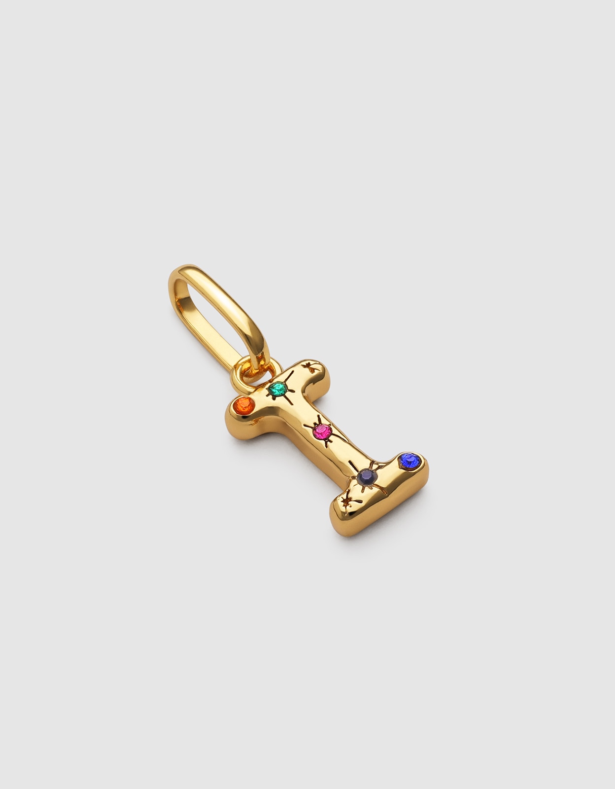 Charm Inicial Organic Colors de Ligas Metálicas com Banho em Ouro - I Multicolor-3