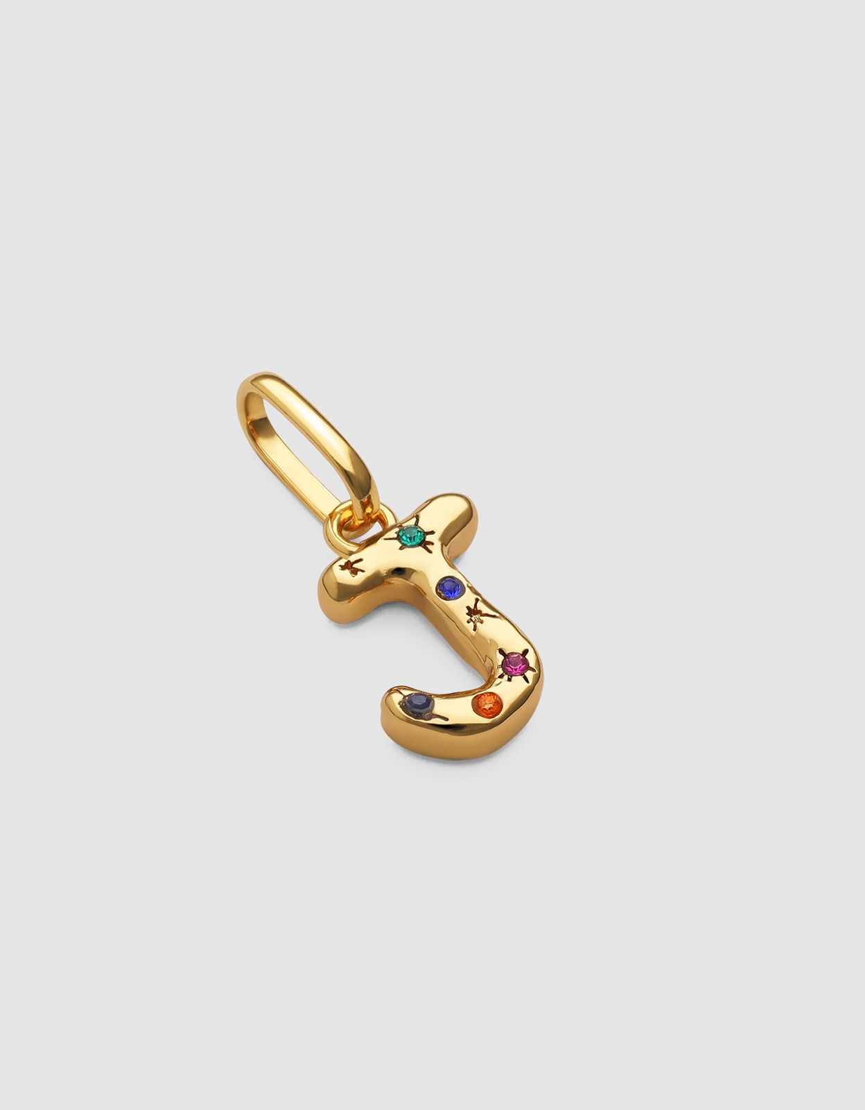Charm Inicial Organic Colors de Liga de Metais Banhado em Ouro - J Multicolor-3