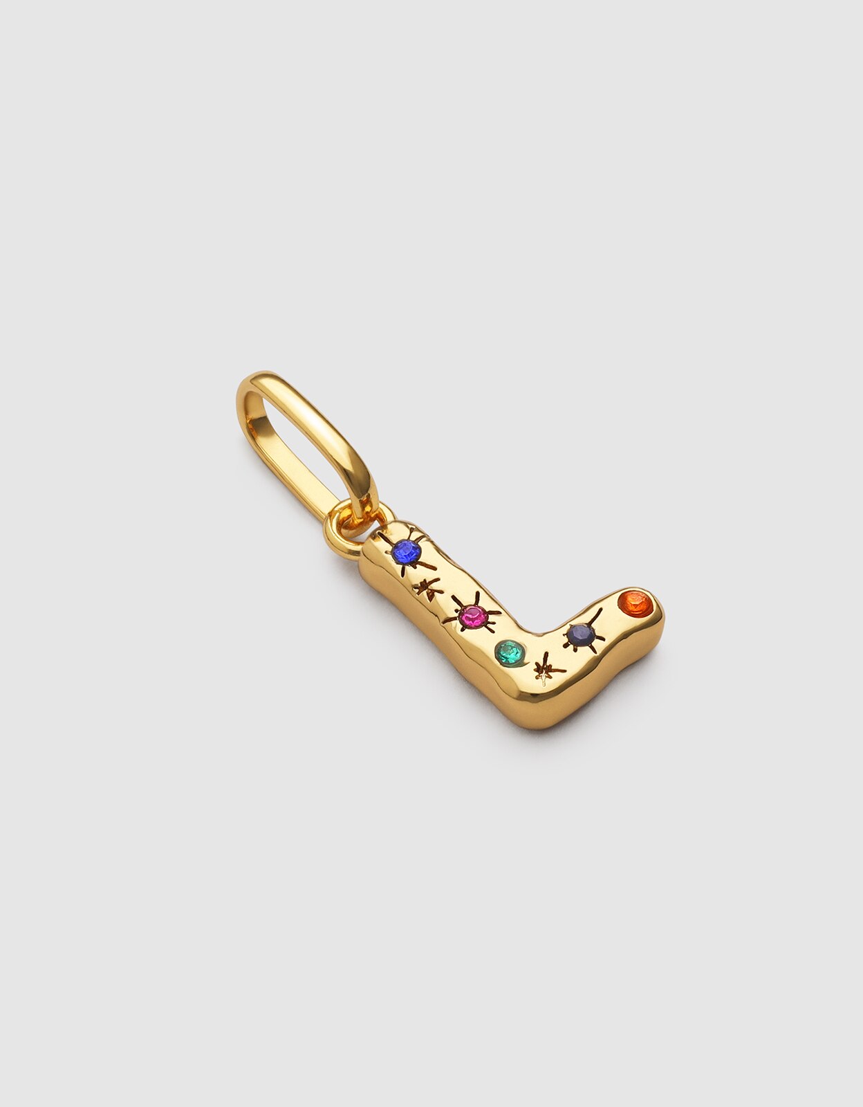 Charm Inicial Organic Colors de Liga de Metais Banhado a Ouro - L Multicolor-3