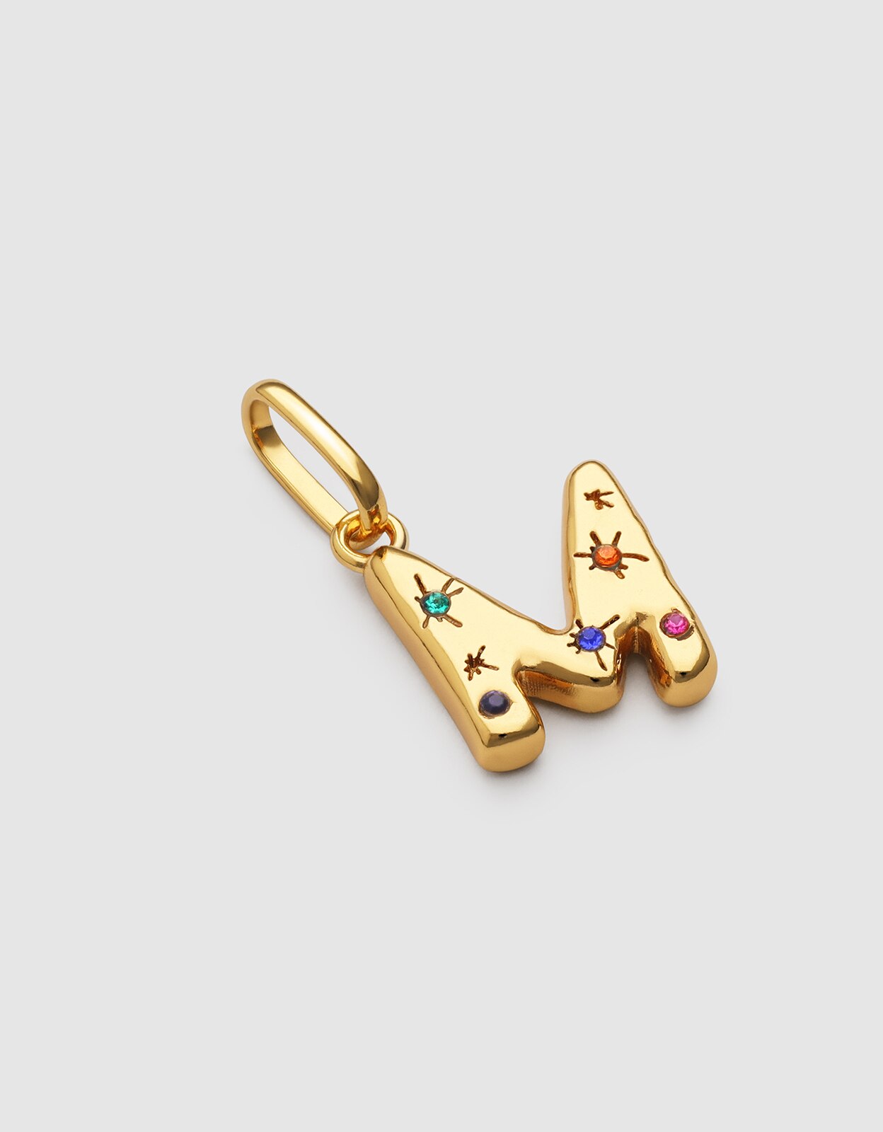 Charm Inicial Organic Colors de Liga de Metais Banhado em Ouro - M Multicolor-3