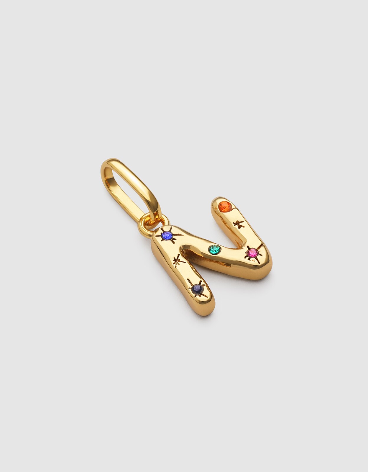 Charm Inicial Organic Colors de Liga de Metais com Banho em Ouro - N Multicolor-3