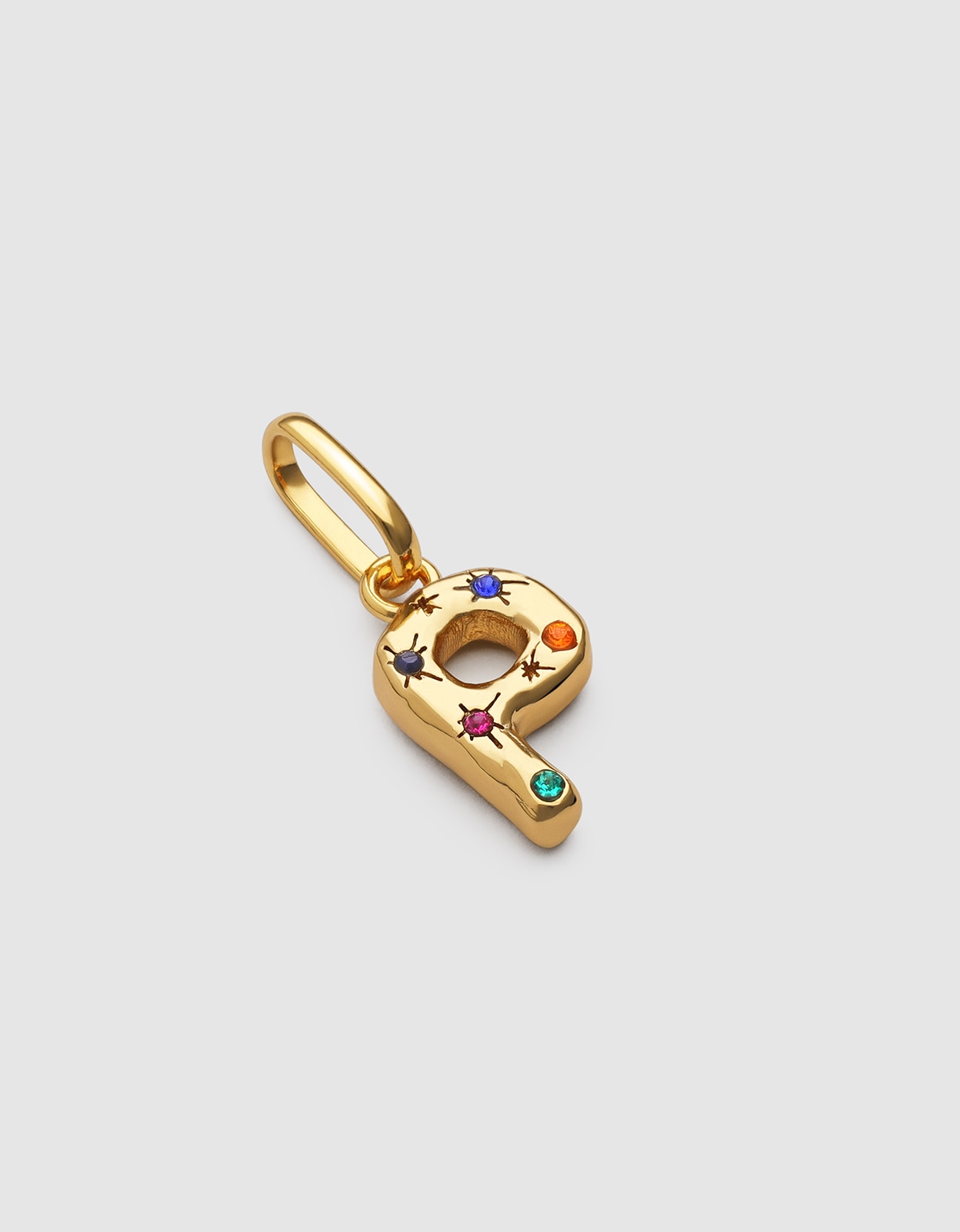 Charm Inicial Organic Colors de Liga de Metais Banhado a Ouro - P Multicolor-3