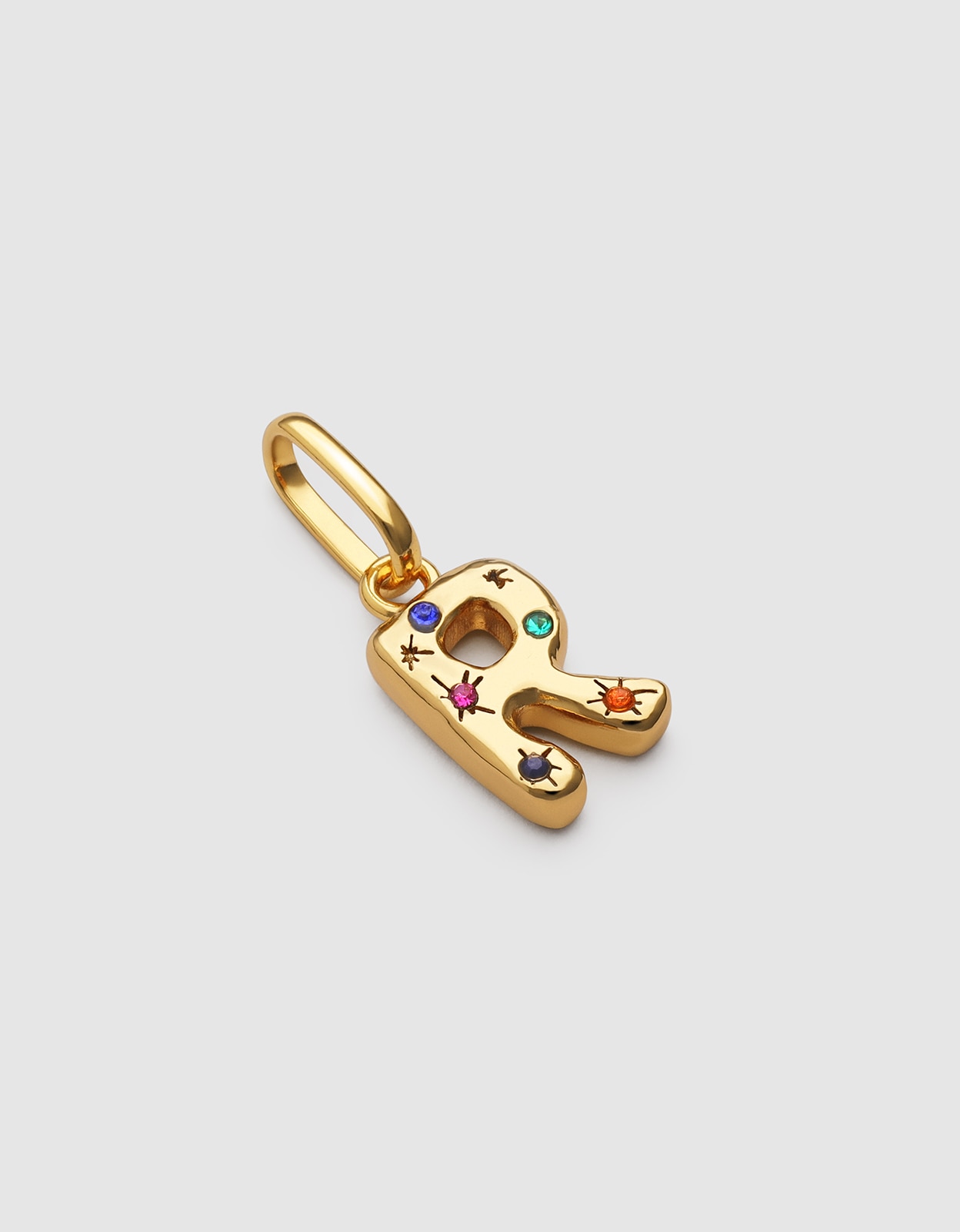 Charm Inicial Organic Colors de Liga Metálica Banhado a Ouro - R Multicolor-3