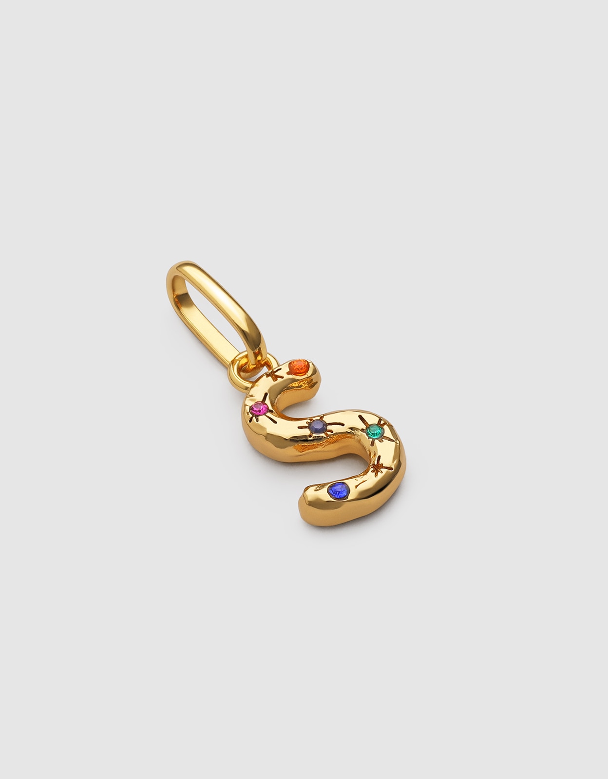 Charm Inicial Organic Colors de Liga de Metais Banhado em Ouro - S Multicolor-3