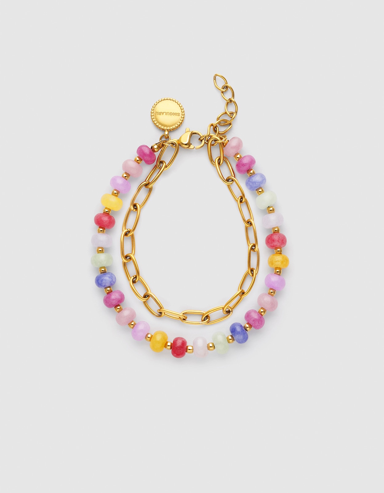 Imagem 0 de Pulseira de Elos Bali Chic Stones de Aço Banhado a Ouro