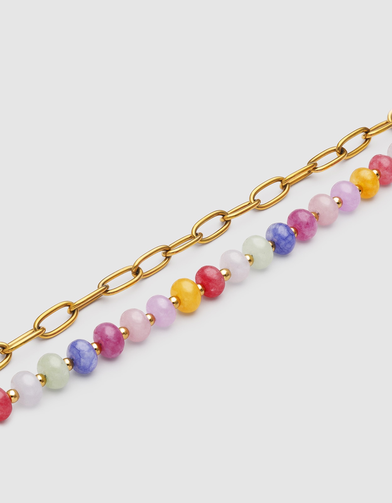 Pulseira de Elos Bali Chic Stones de Aço Banhado a Ouro Multicolor-4