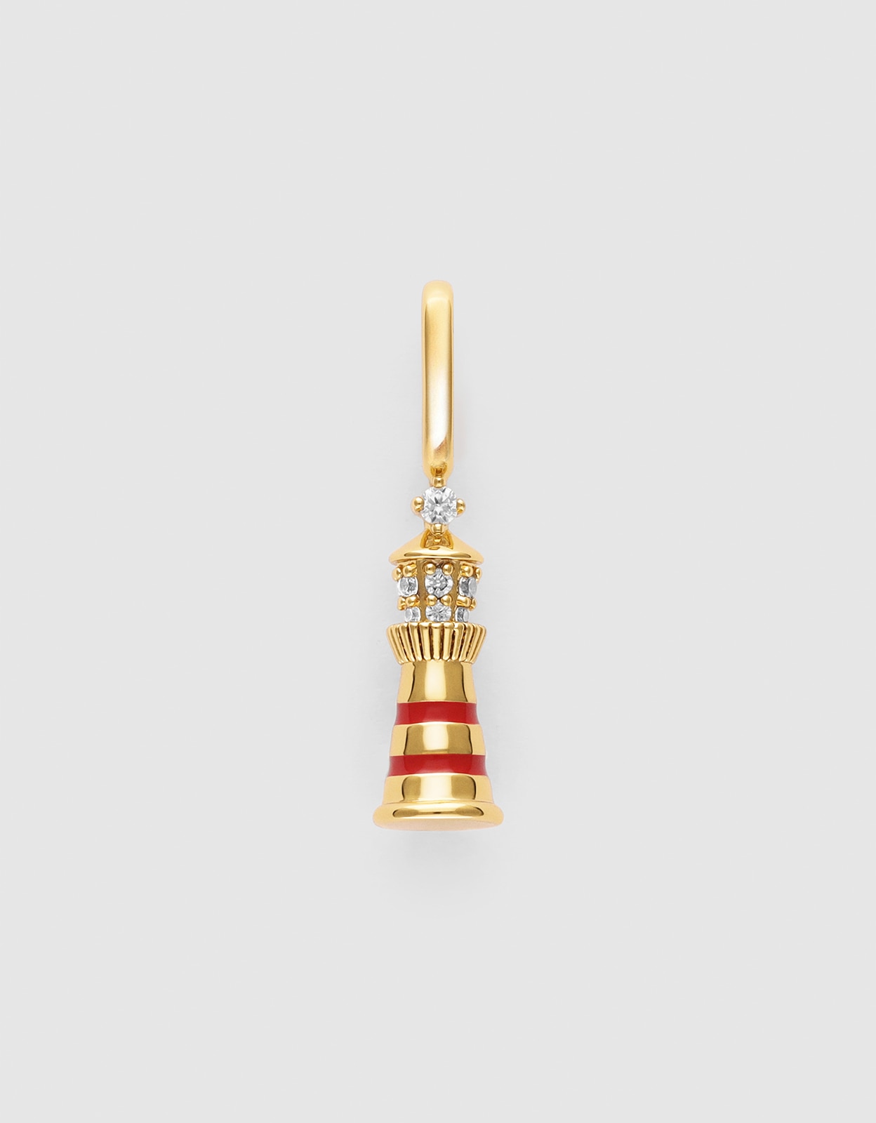Charm Farol Vermelho de Liga de Metais Banhado a Ouro Vermelho-1